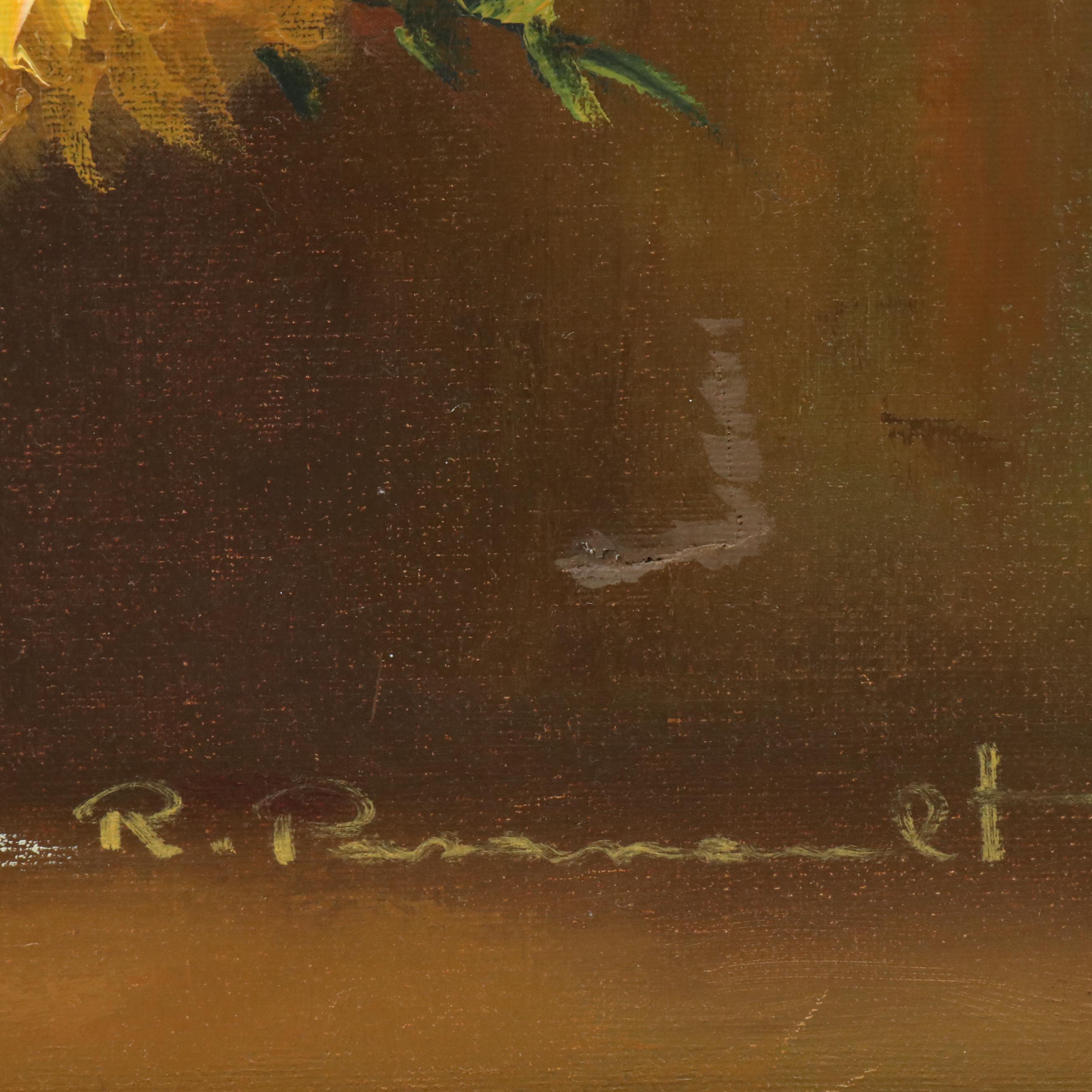 Floral Still Life Oil Painting with Vase of Roses and Poppies