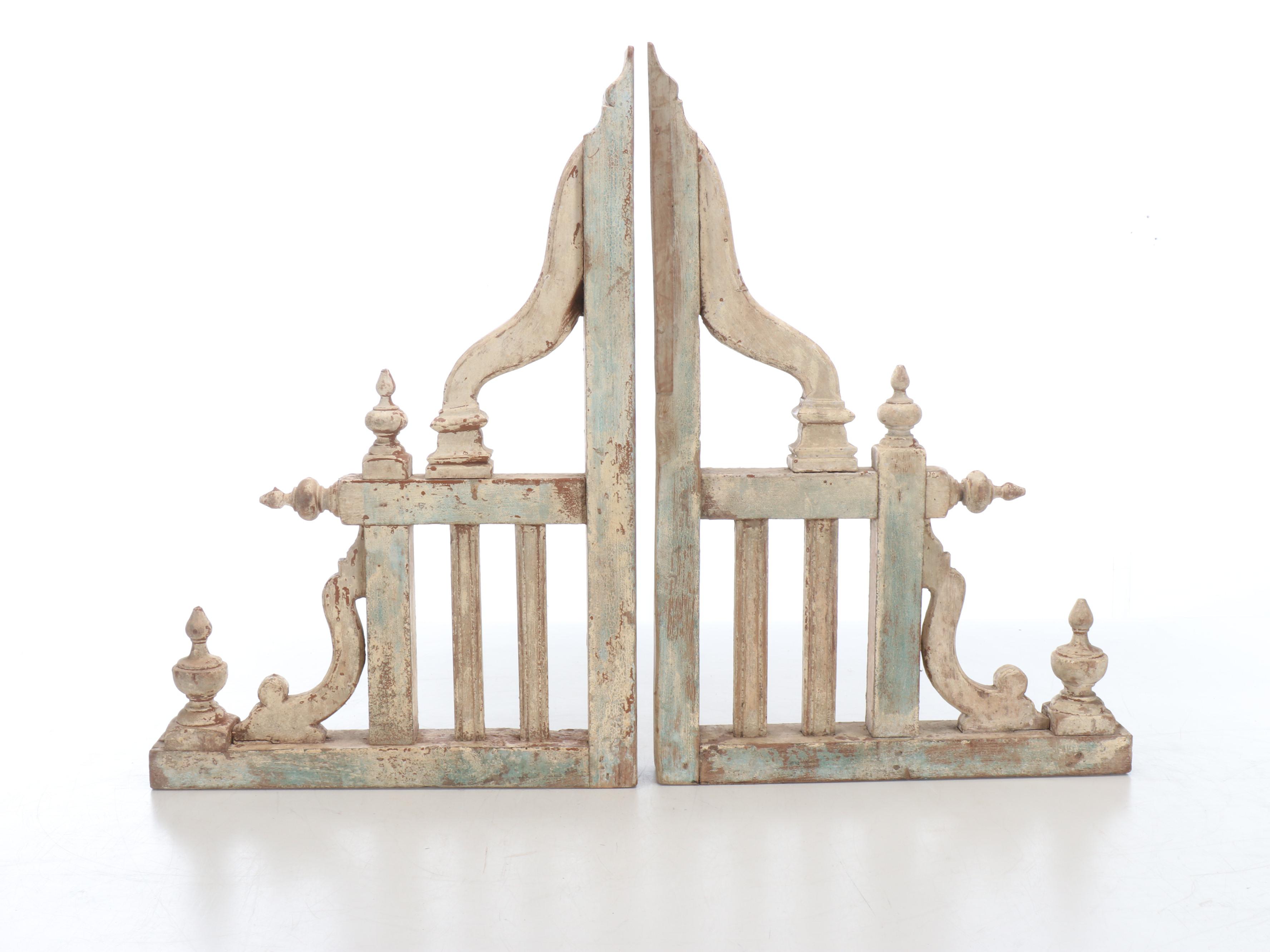 Anglo-Indian Style Painted Carved Wood Brackets