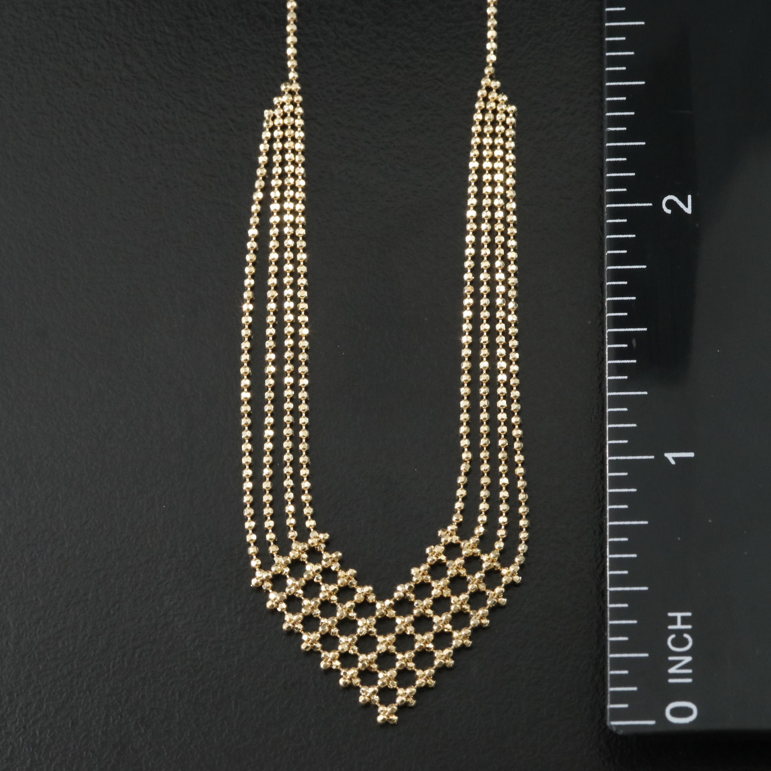 10K Bead Chain Chevron Necklace