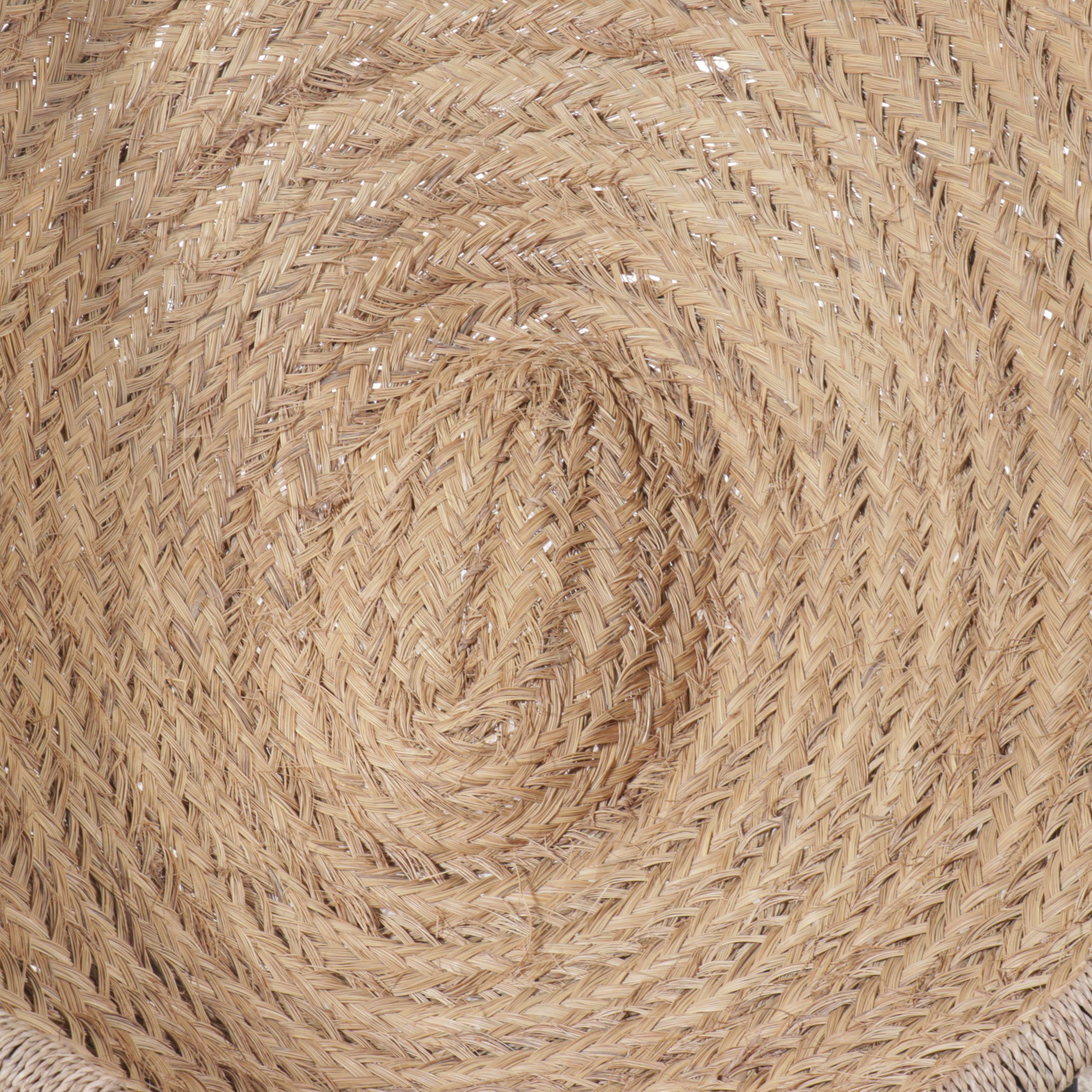 Pair of Woven Seagrass and Metal Lounge Chairs