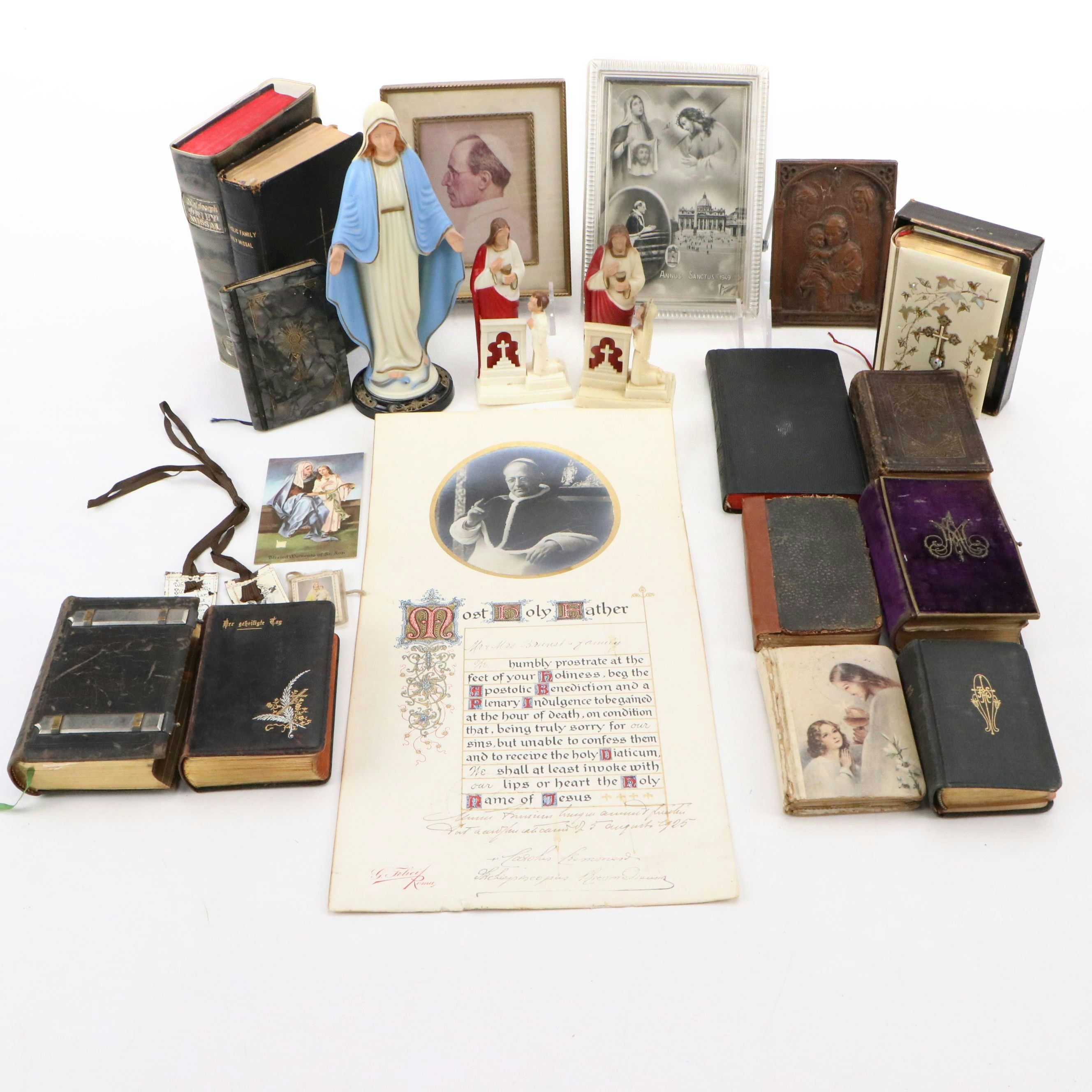 Vintage Roman Catholic Prayer Books, Cards, Missals, Scapular and More