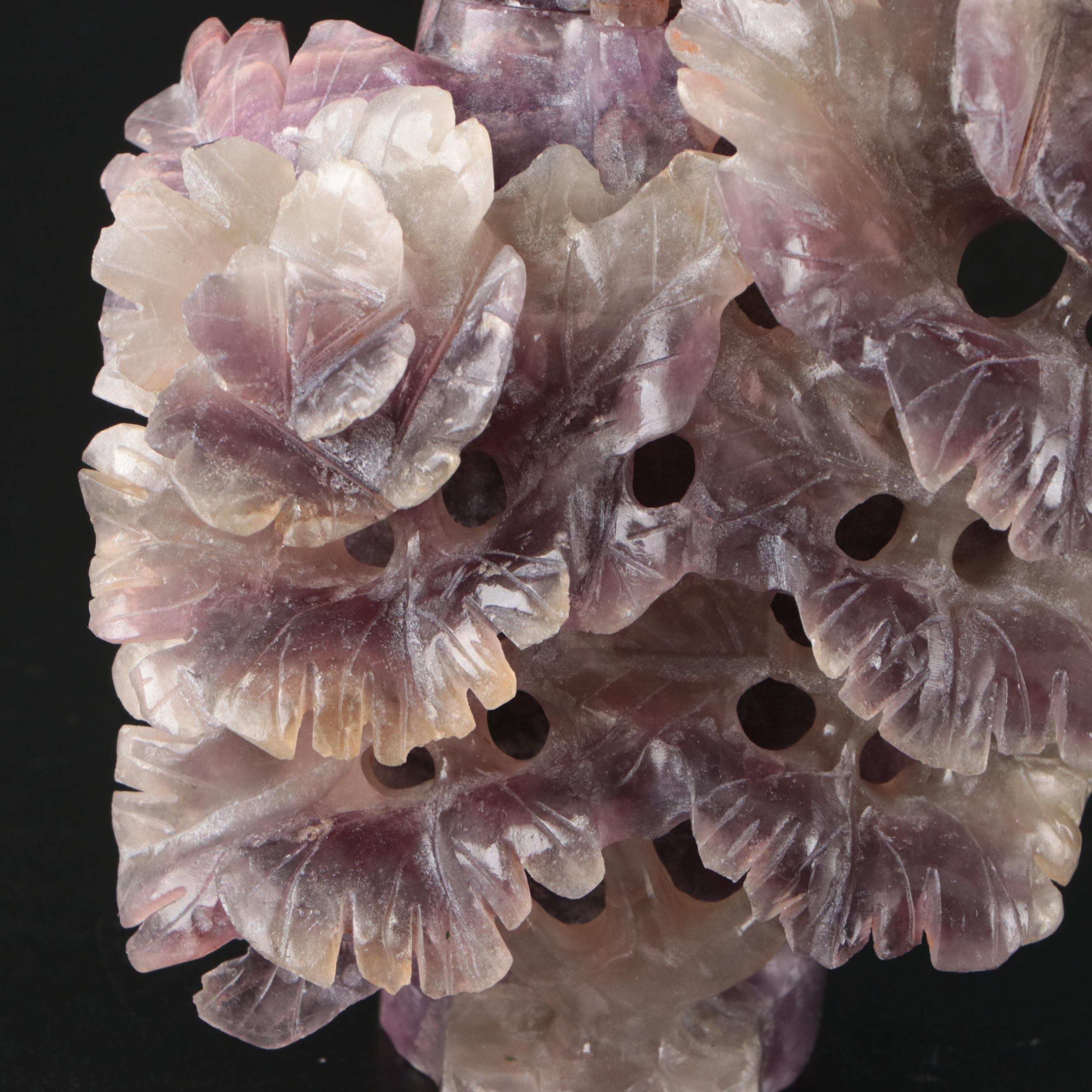Chinese Hand-Carved Fluorite Chrysanthemum Form Censer