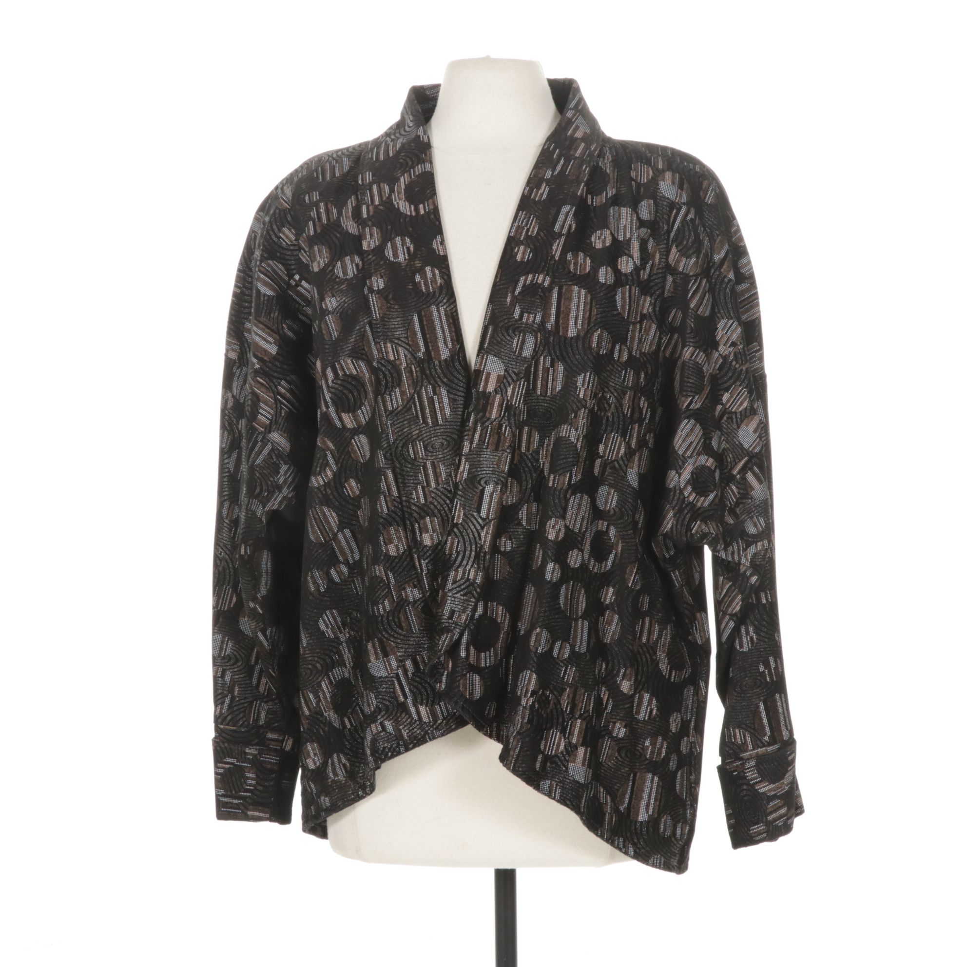 Pushkin Abstract Geometric Hand-Tooled Suede Jacket and Coordinating Purse