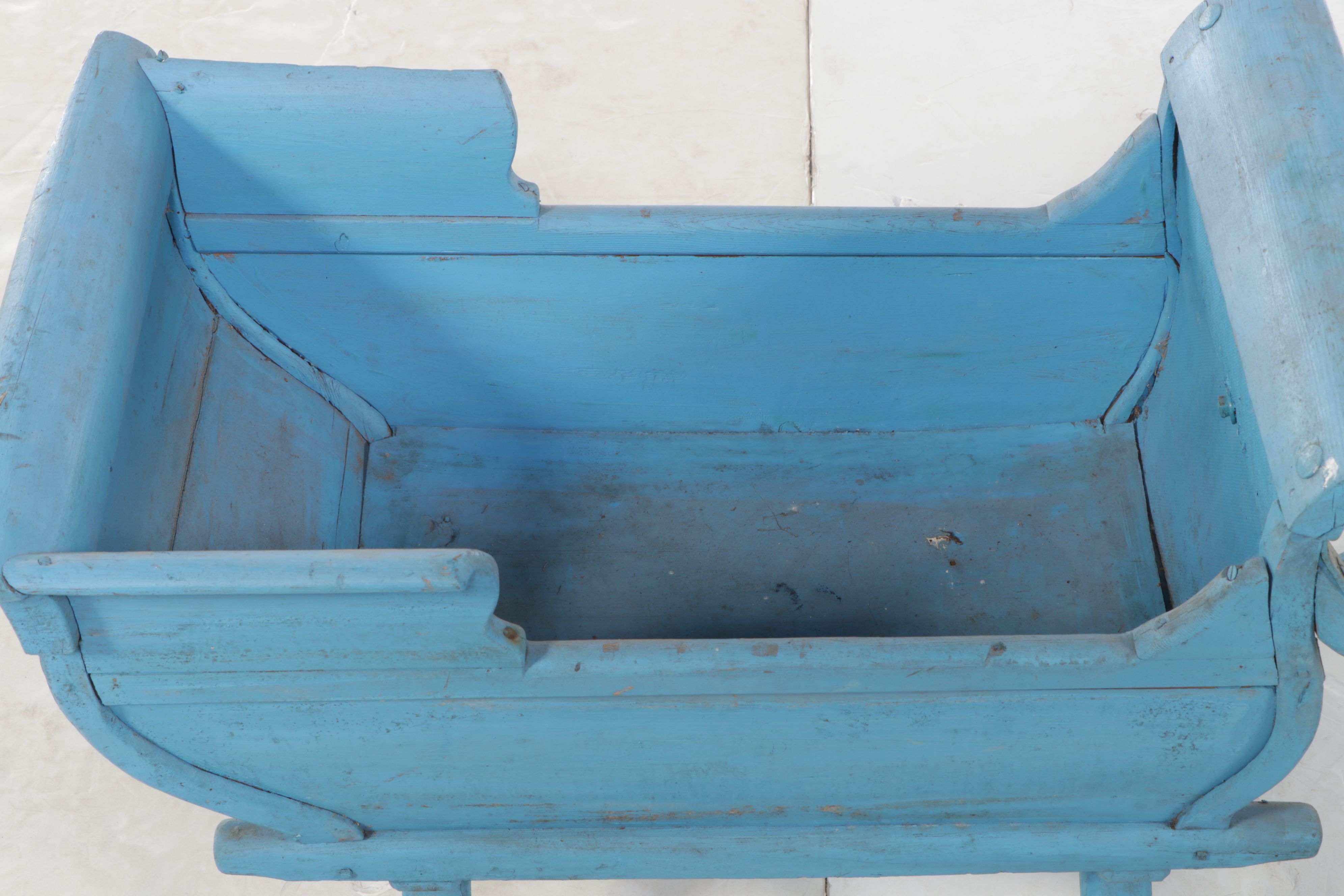 Primitive Blue Wooden Child's Sled