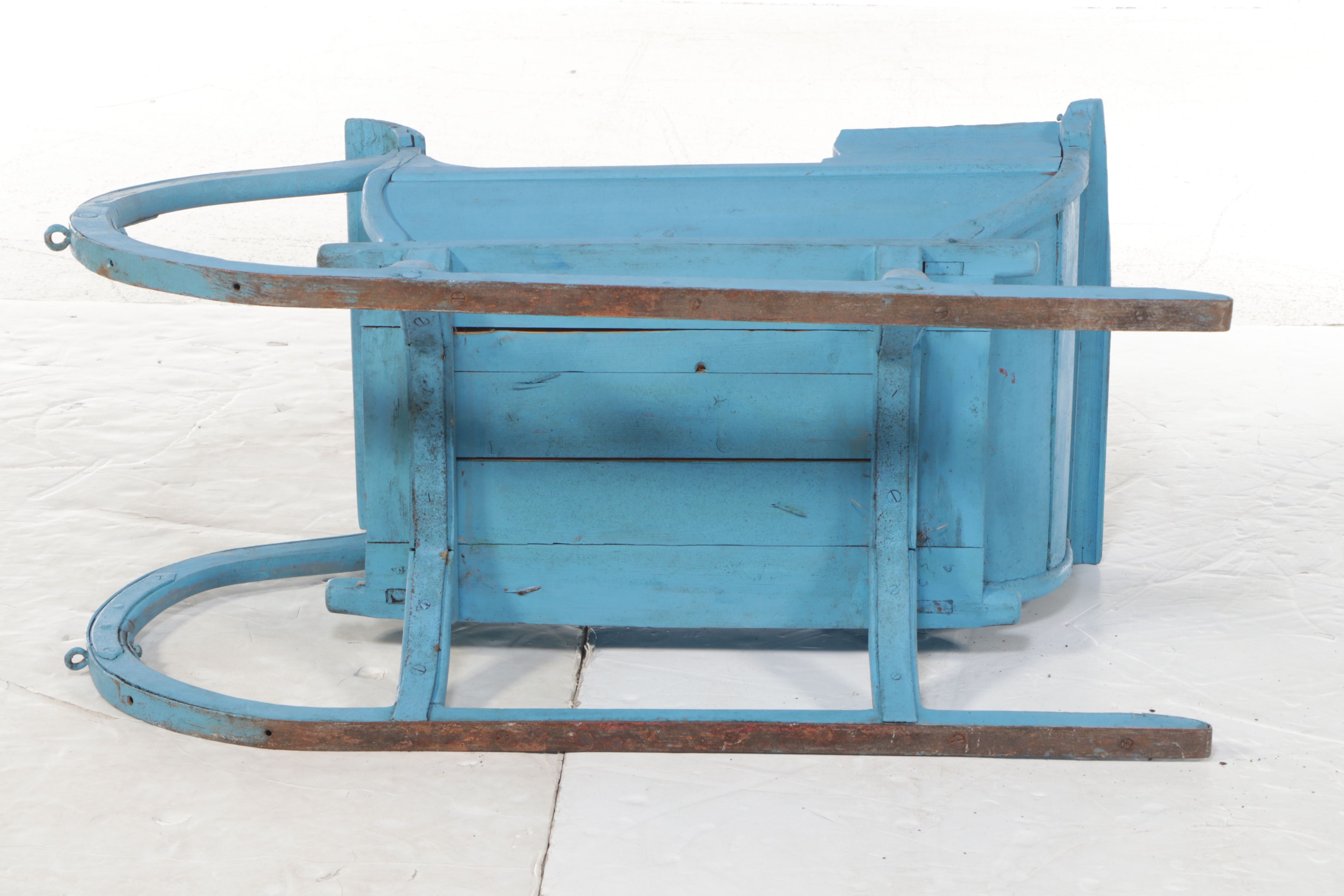 Primitive Blue Wooden Child's Sled