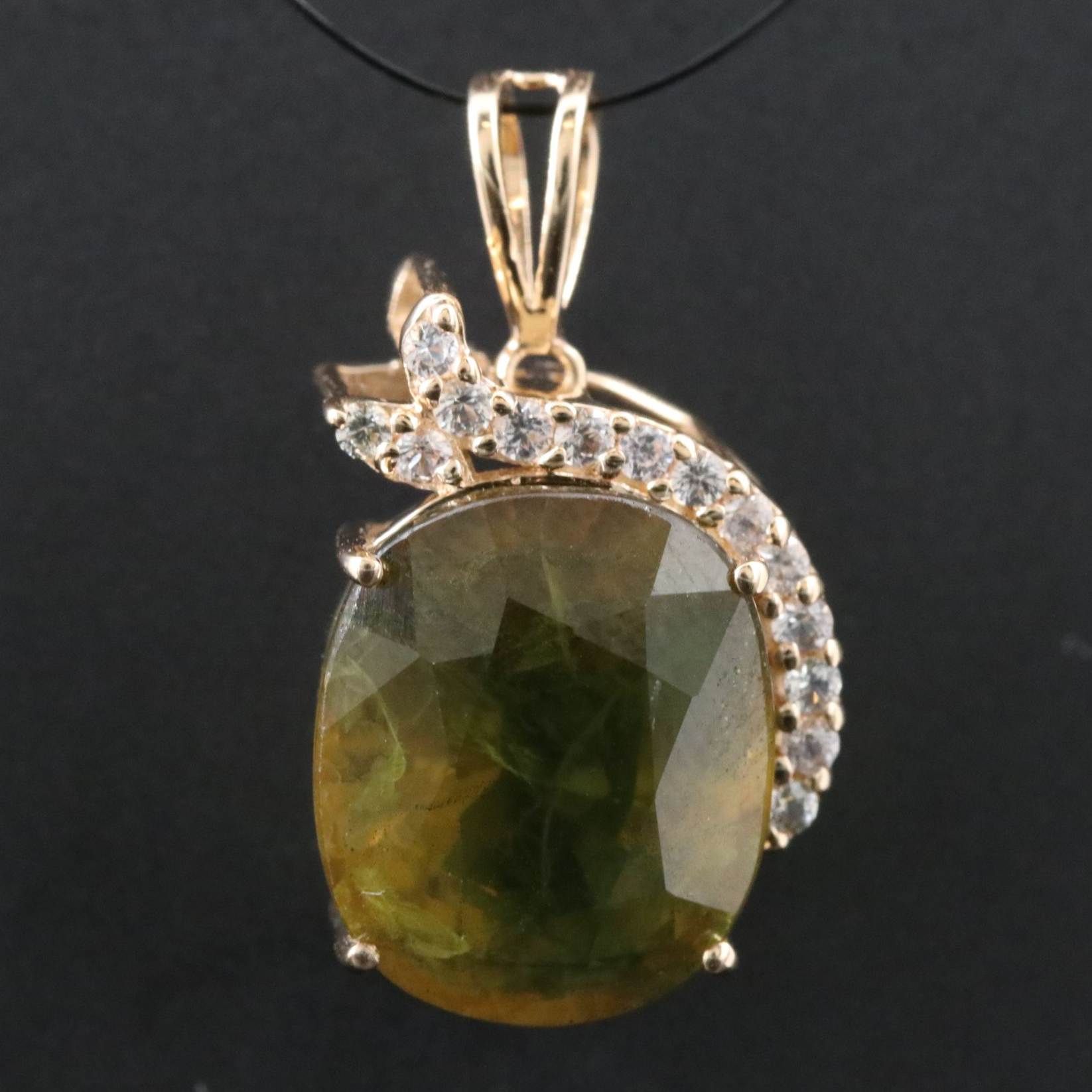 14K Sapphire and White Sapphire Pendant