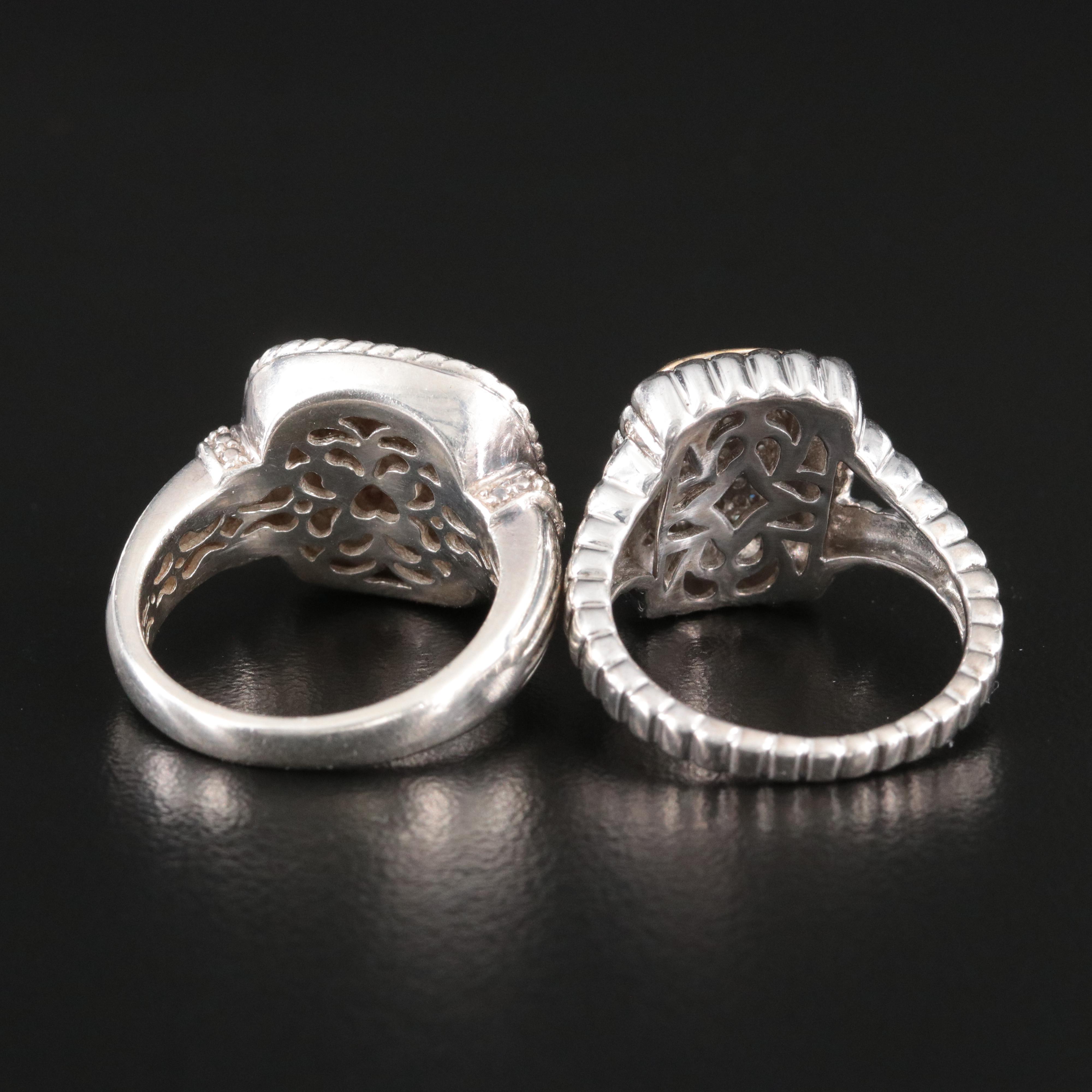 Sterling and 14K Diamond Rings