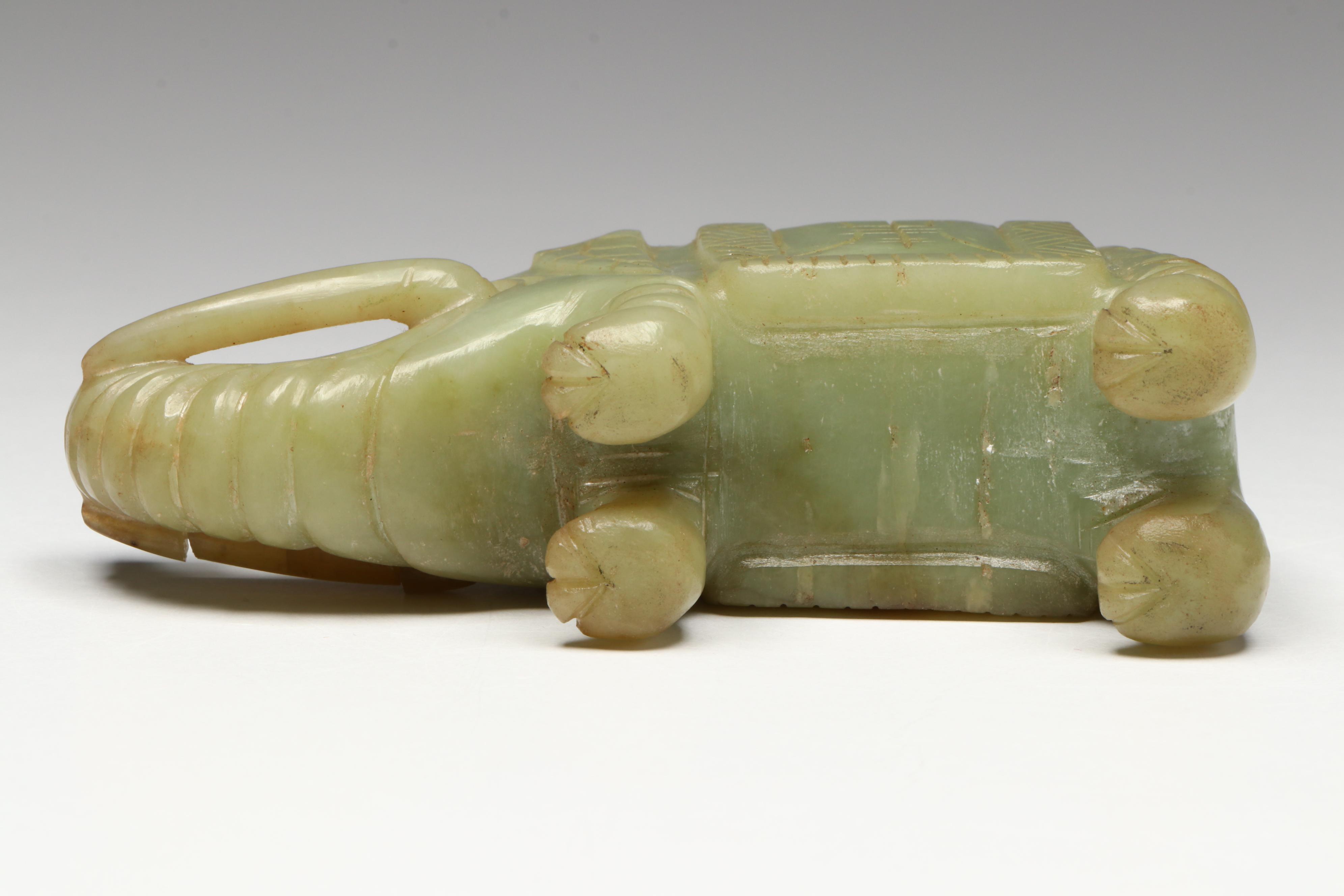 Chinese Carved Serpentine Elephant Figurines