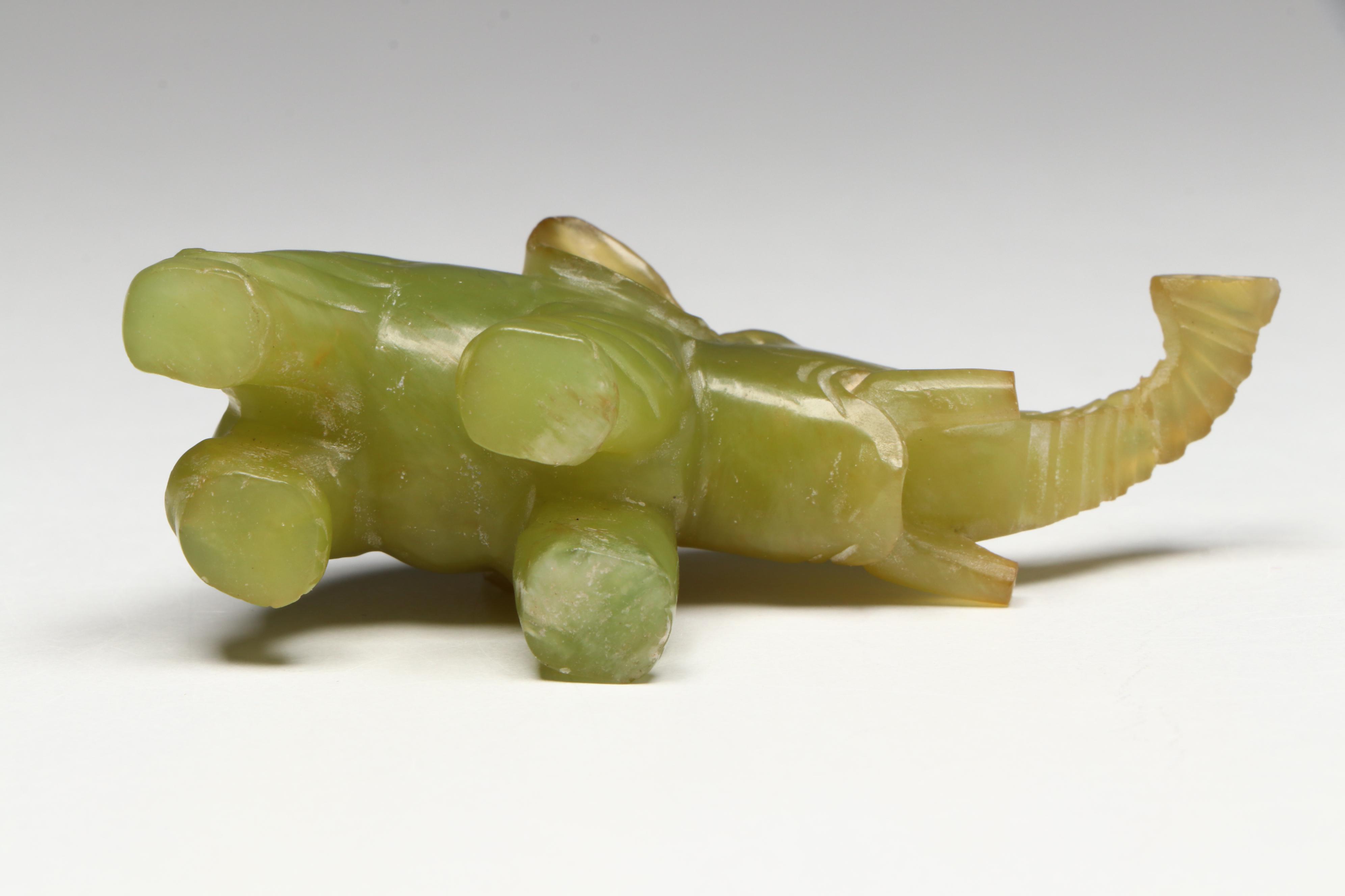 Chinese Carved Serpentine Elephant Figurines