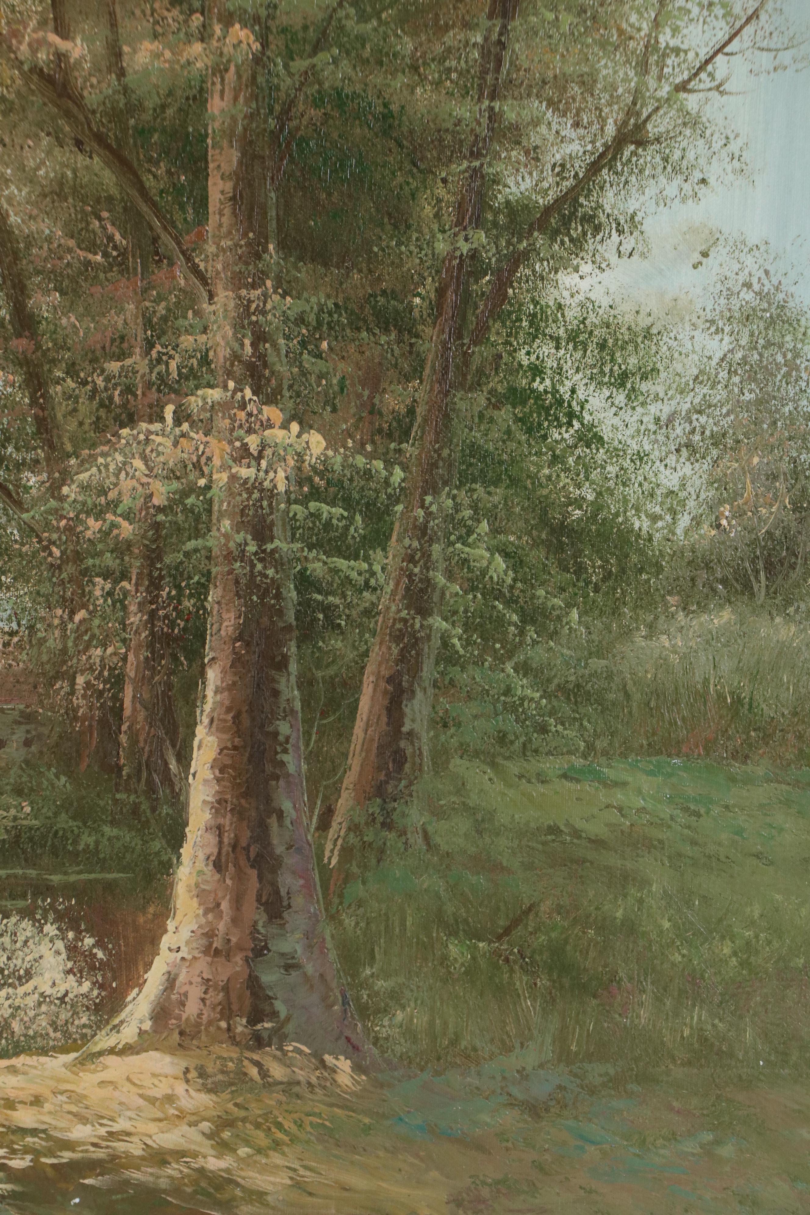 Mountainous Landscape Oil Painting, Late 20th Century