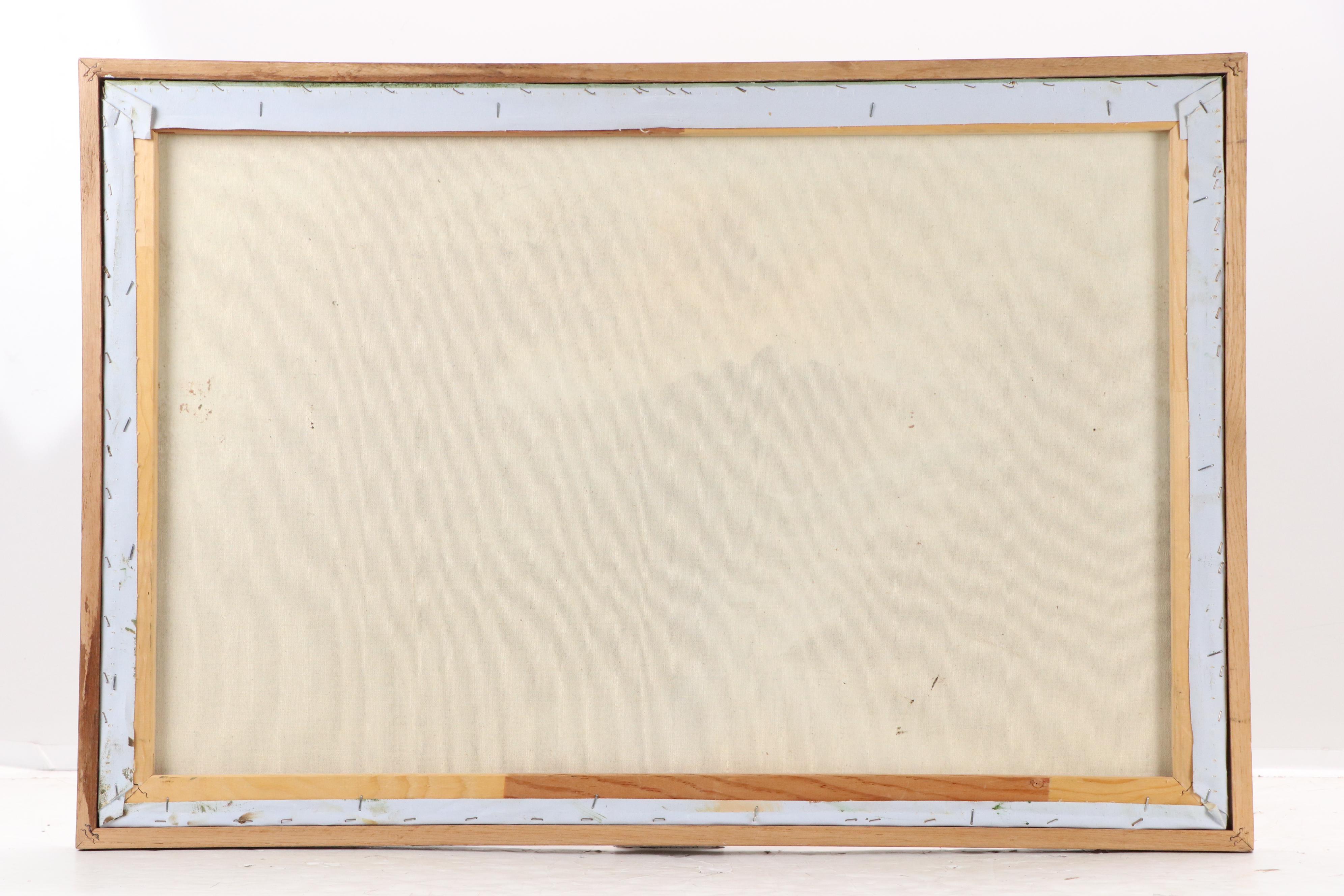 Mountainous Landscape Oil Painting, Late 20th Century