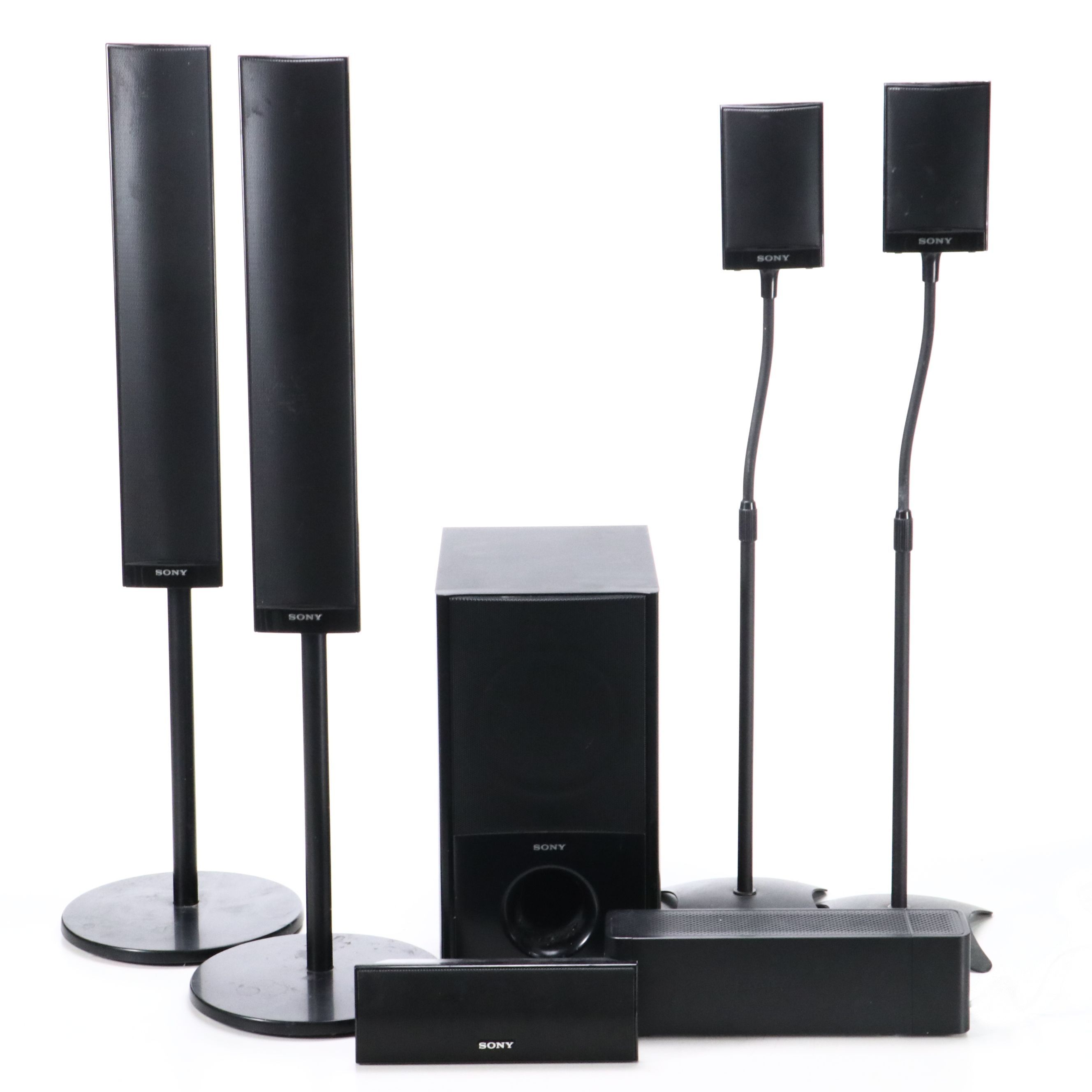 Sony Standing Speakers and Subwoofer with Sony Surround Amplifier