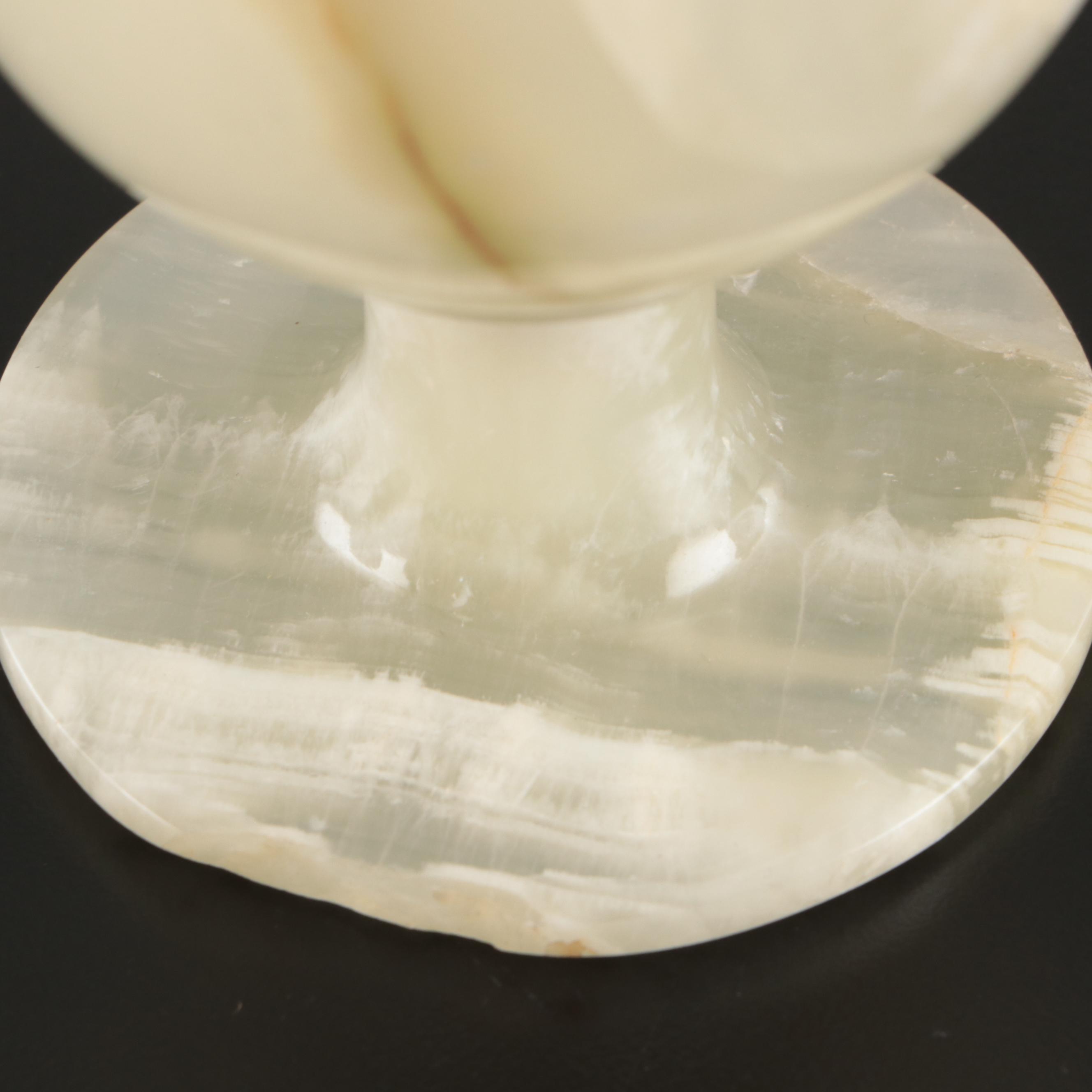 Middle Eastern Turned Onyx Dallah with Cups and Goblets