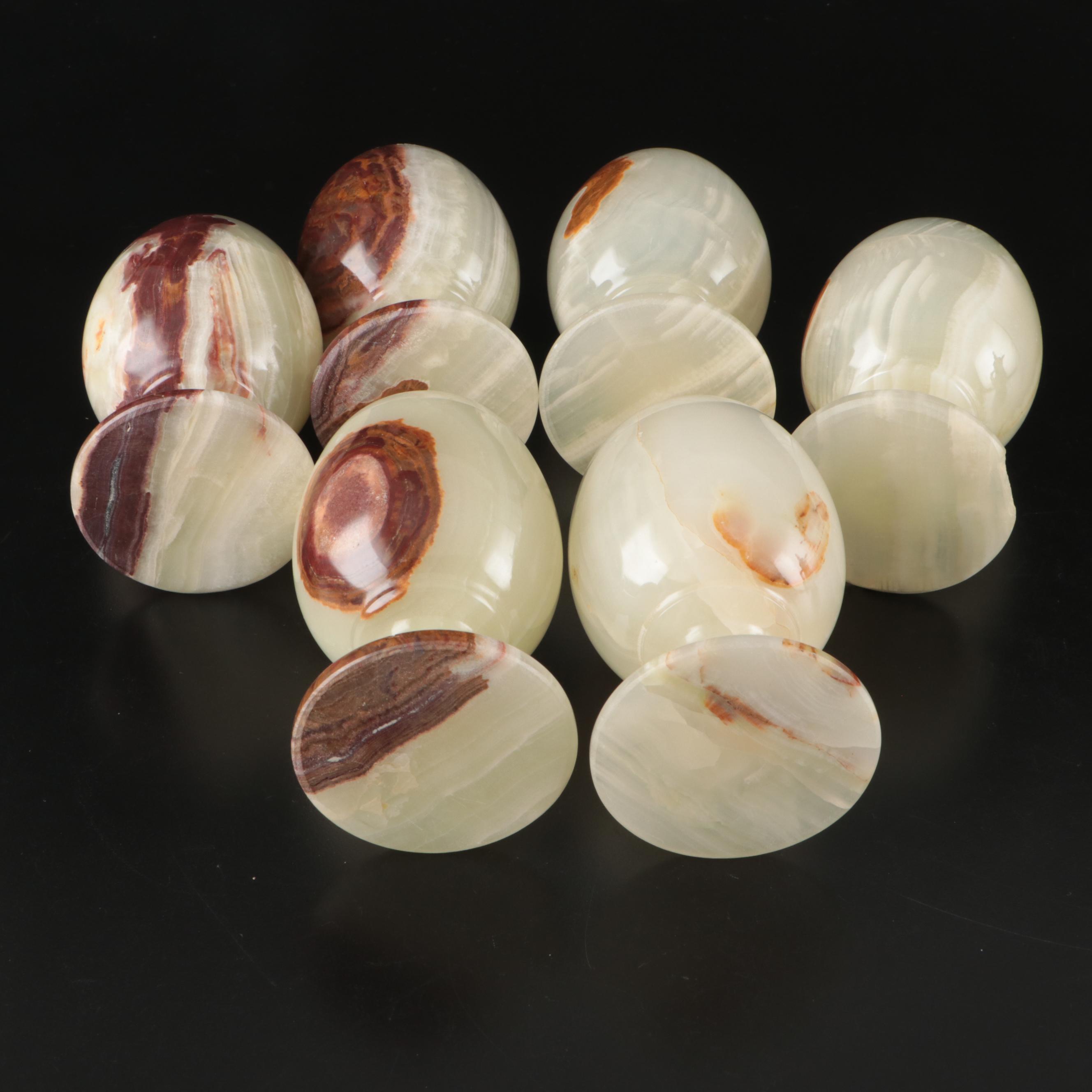 Middle Eastern Turned Onyx Dallah with Cups and Goblets