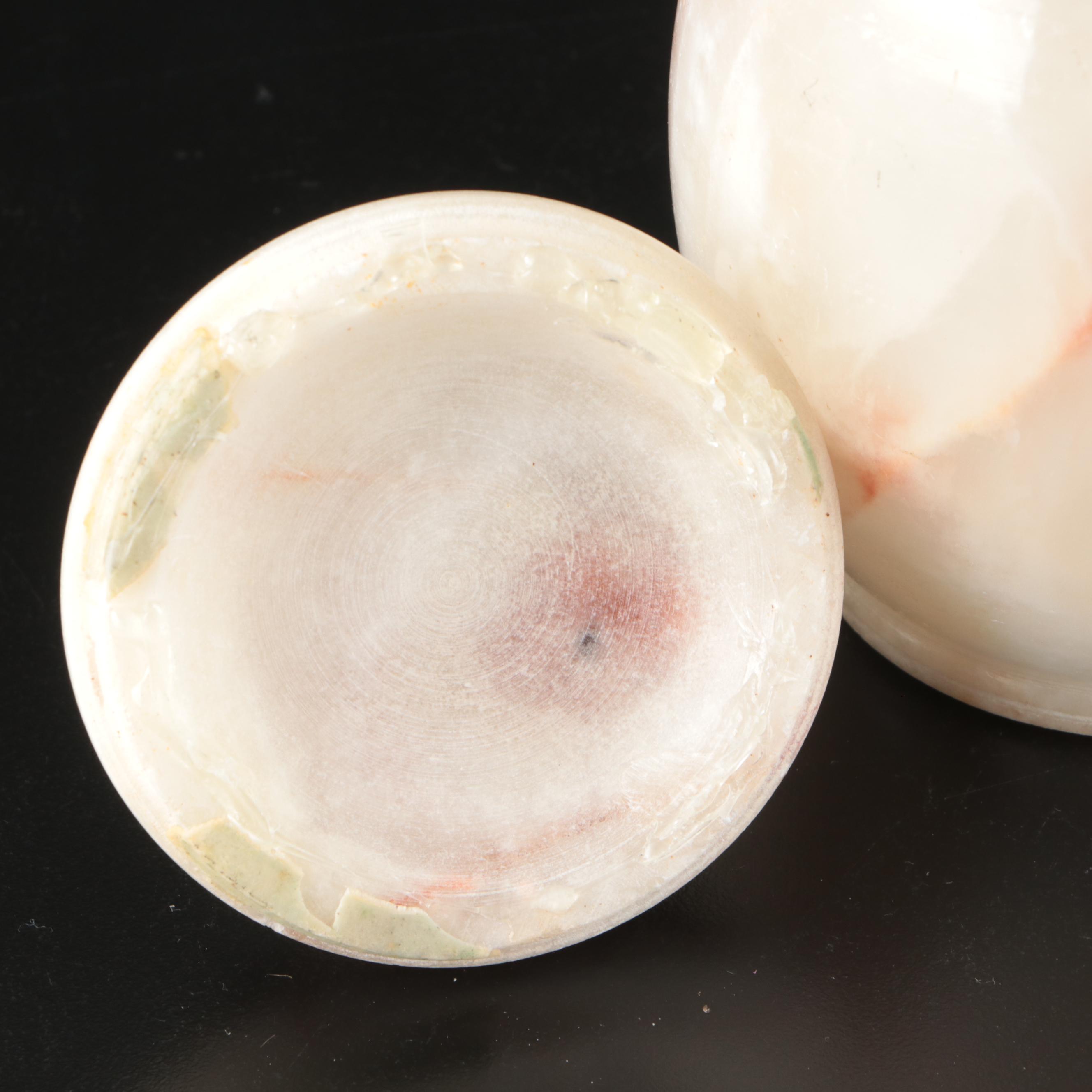 Middle Eastern Turned Onyx Dallah with Cups and Goblets