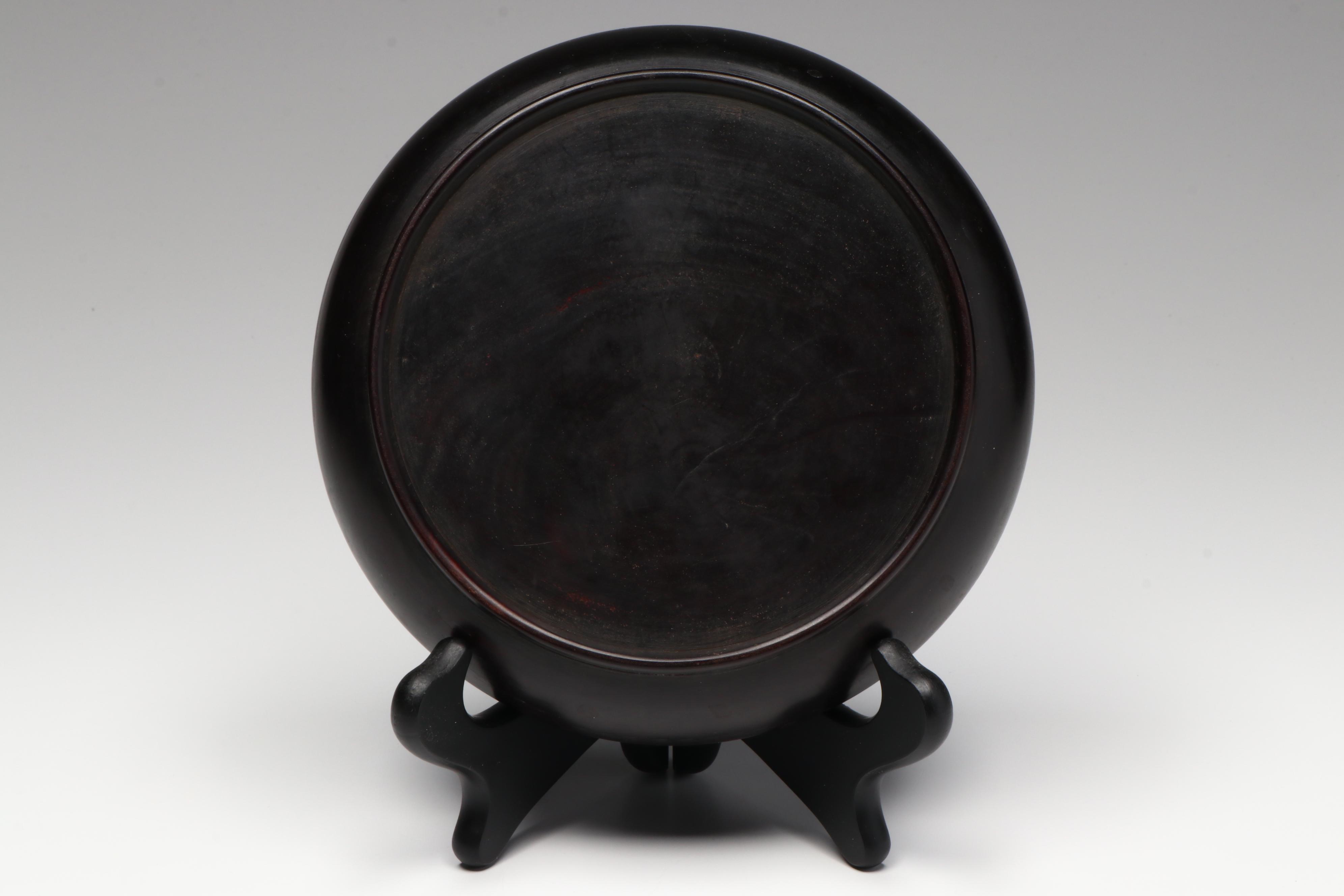 Chinese Carved Serpentine Rooster with Glass and Stone Onlay Plate