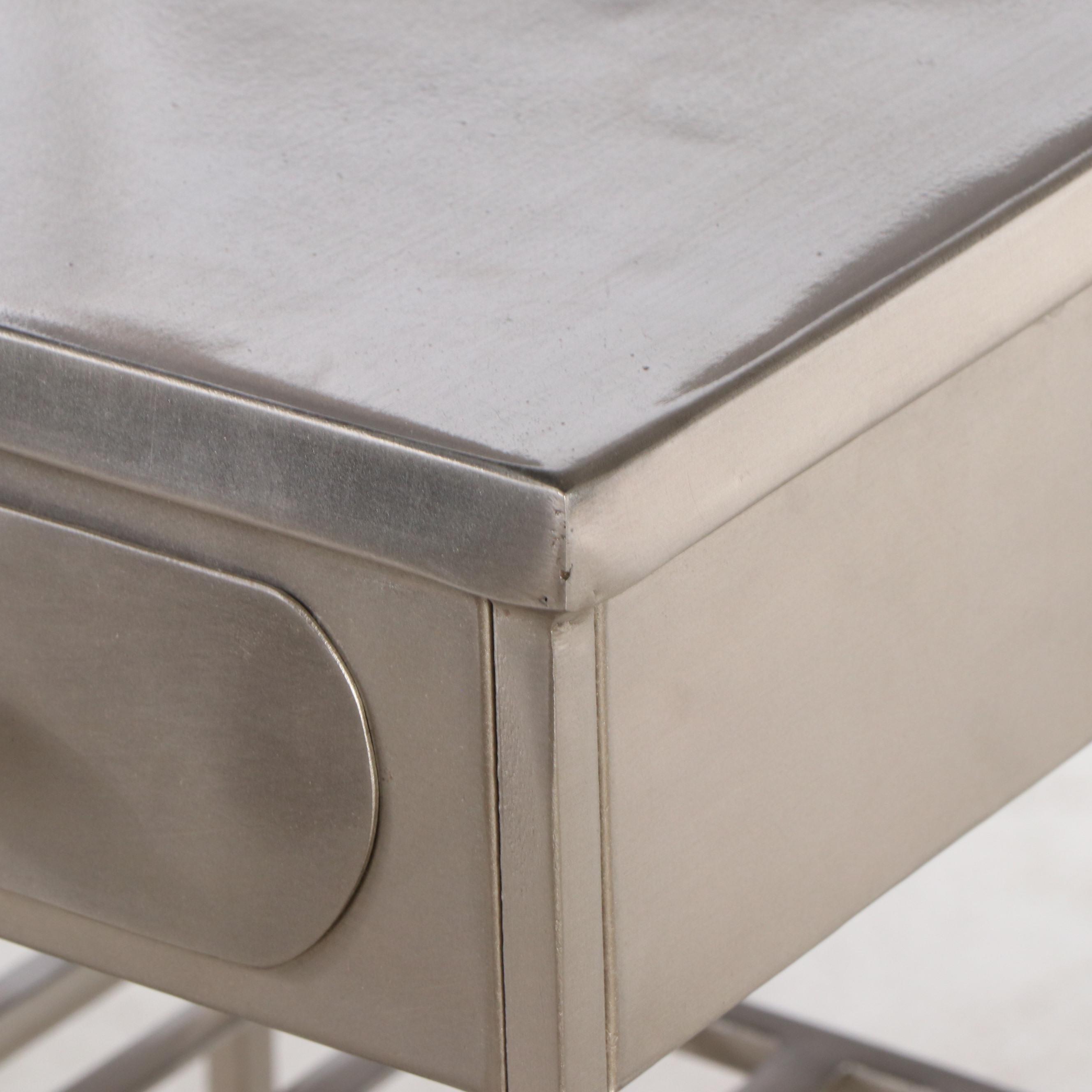 Industrial Style Single Drawer Metal Stand with Stretcher Shelves