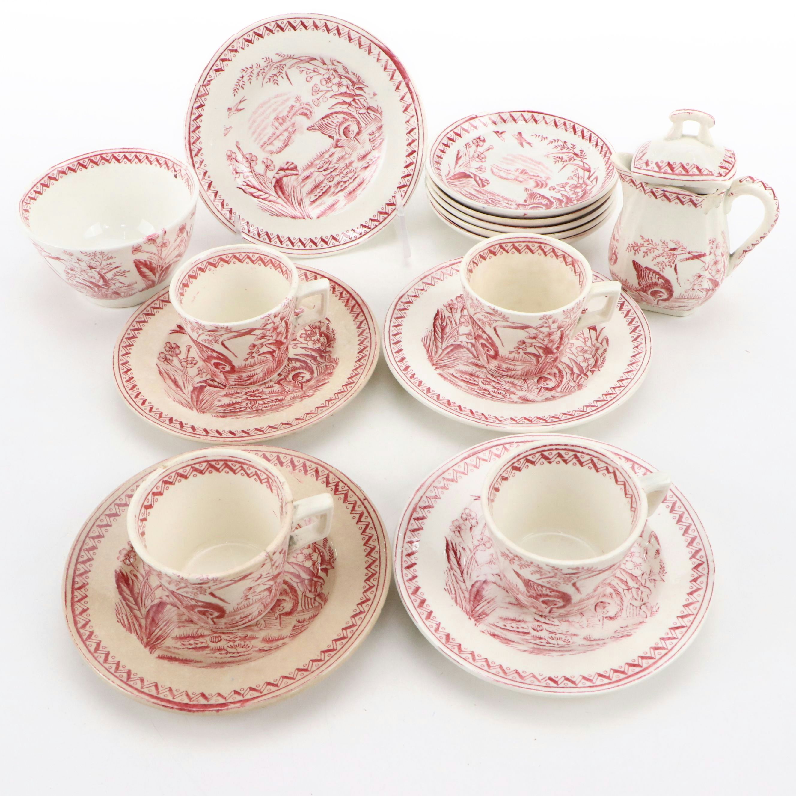 Charles Allerton & Sons Staffordshire "Water Hen" Children's Transferware Set