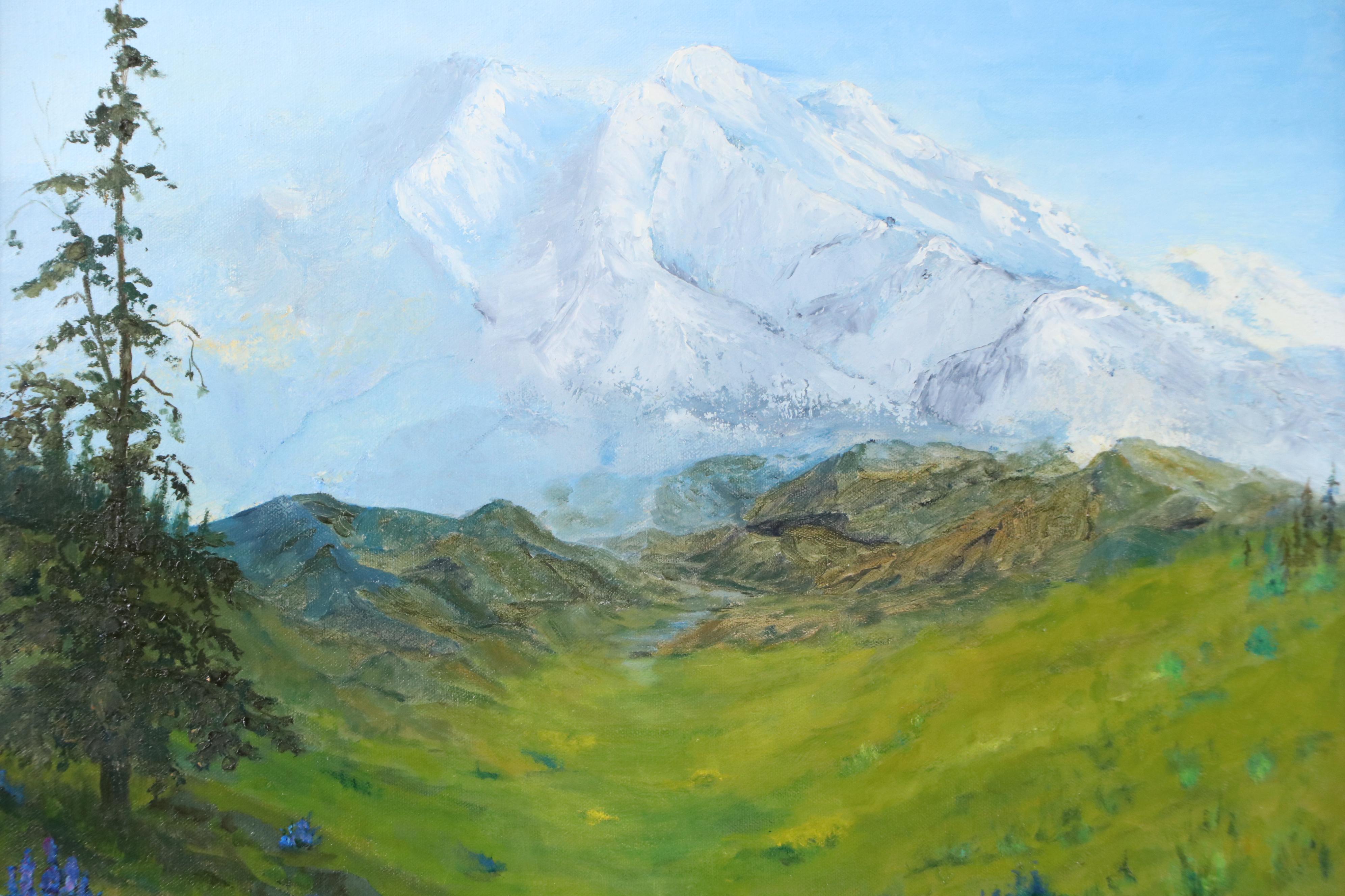 M. Thew Mountainous Landscape Oil Painting "Part of the D-2 Question," 1978