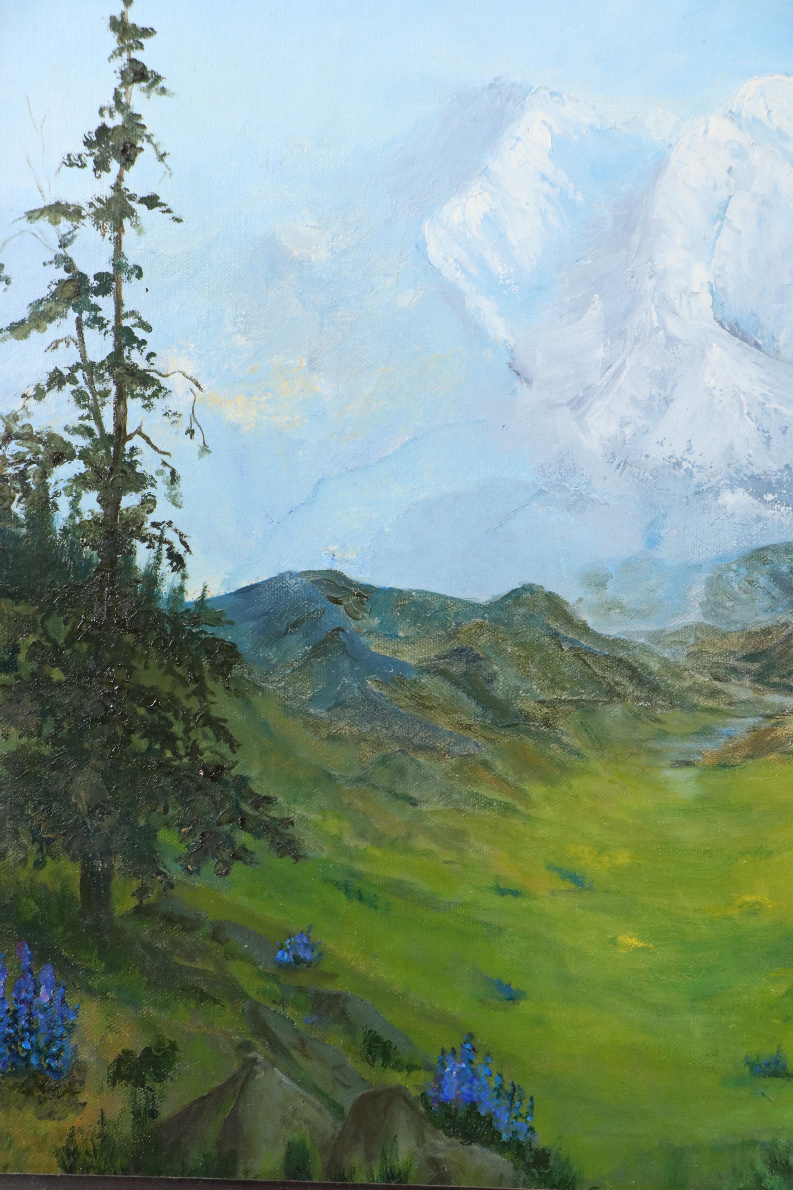 M. Thew Mountainous Landscape Oil Painting "Part of the D-2 Question," 1978