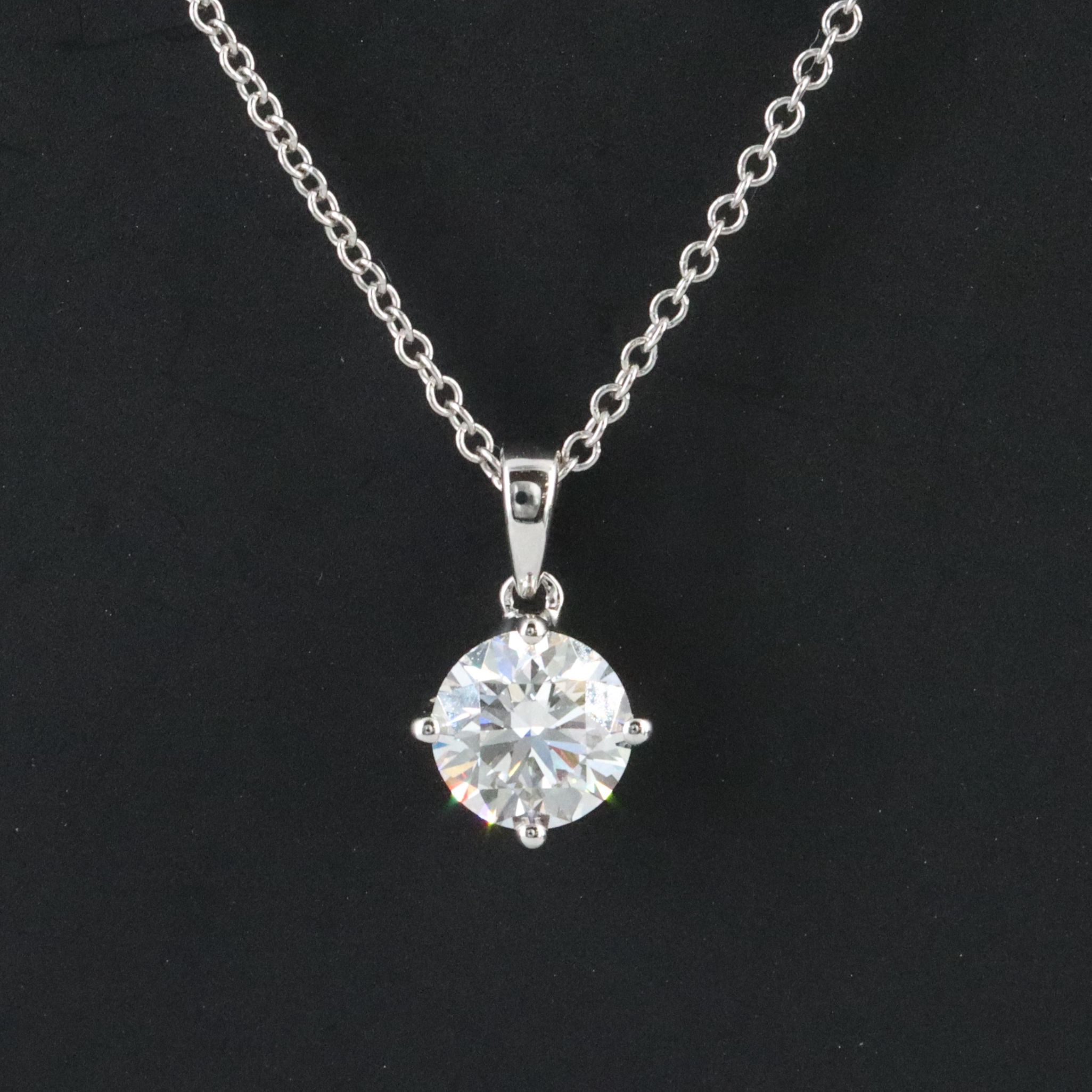 14K 1.00 CT Lab Grown Diamond Solitaire Pendant Necklace with IGI Jewelry Report