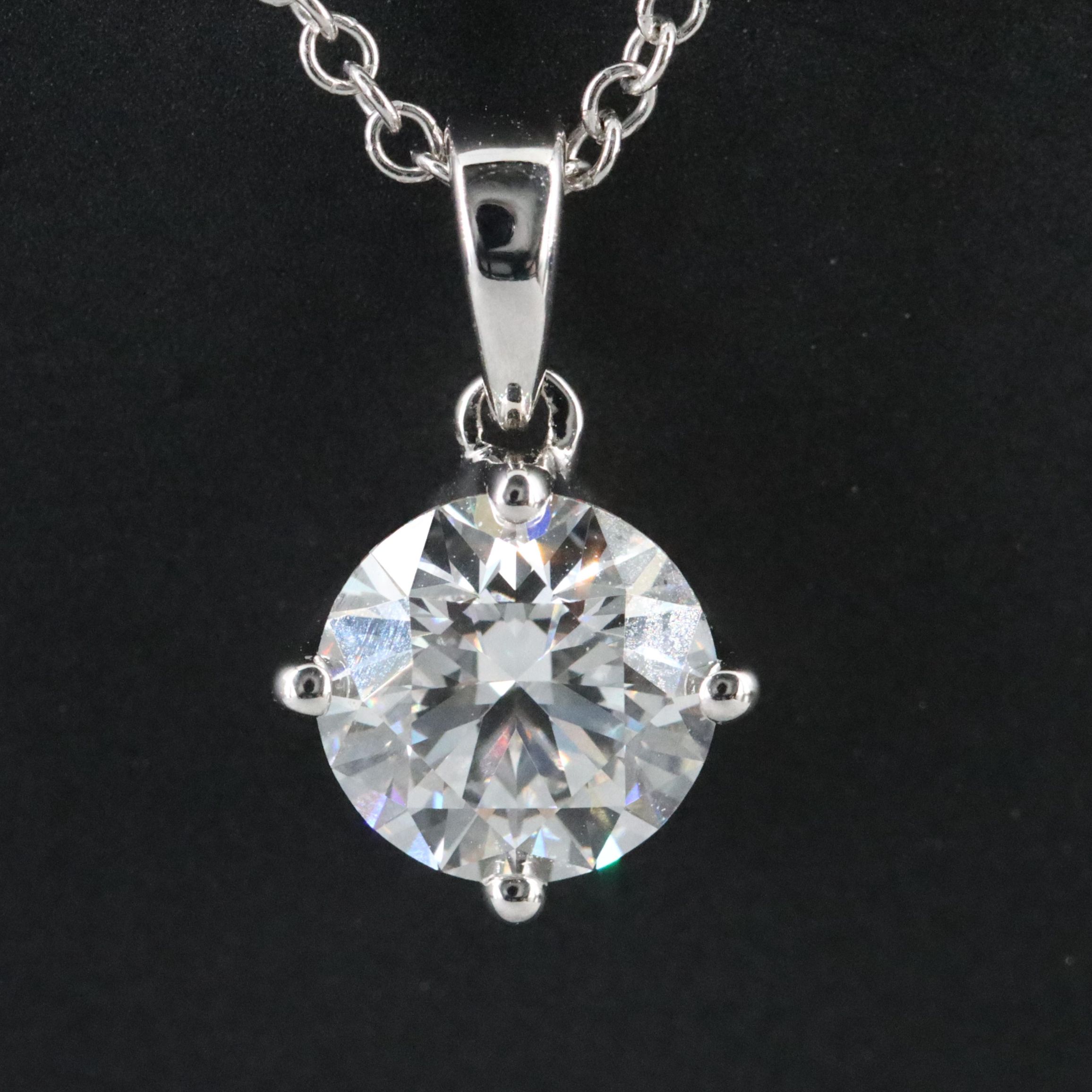 14K 1.00 CT Lab Grown Diamond Solitaire Pendant Necklace with IGI Jewelry Report