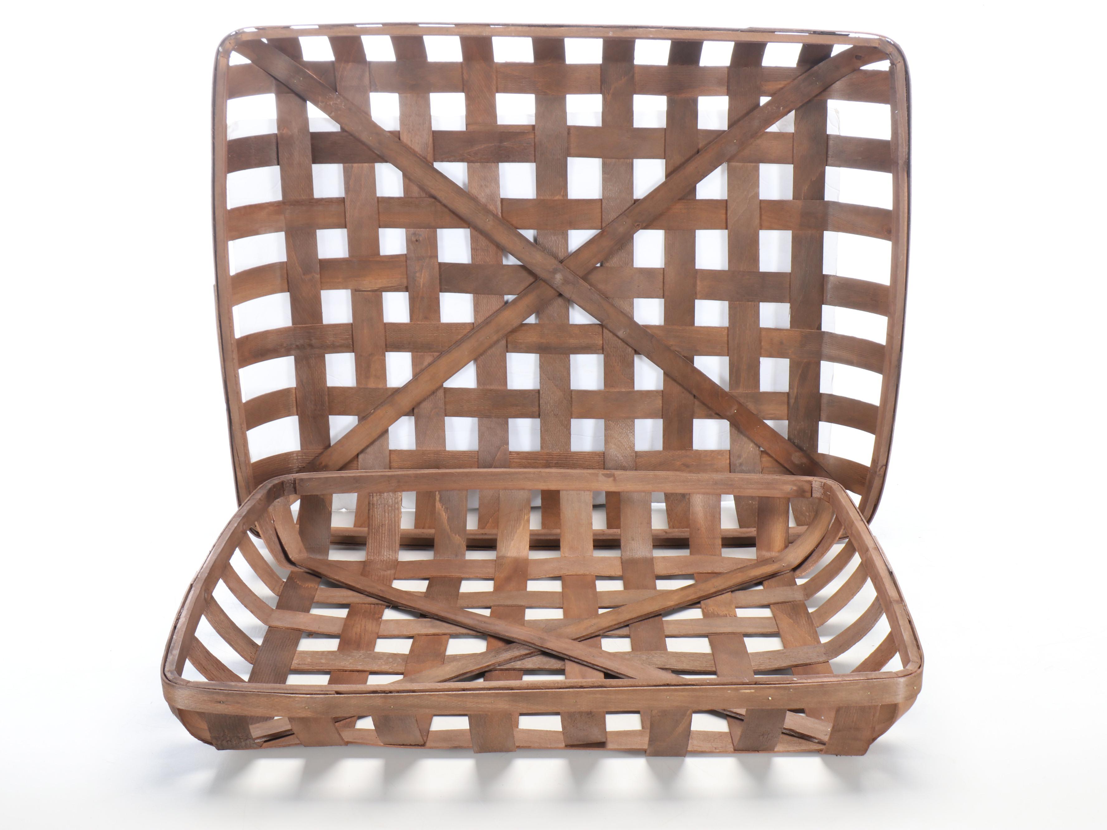 Set of Three Split Wood Nesting Tobacco Baskets