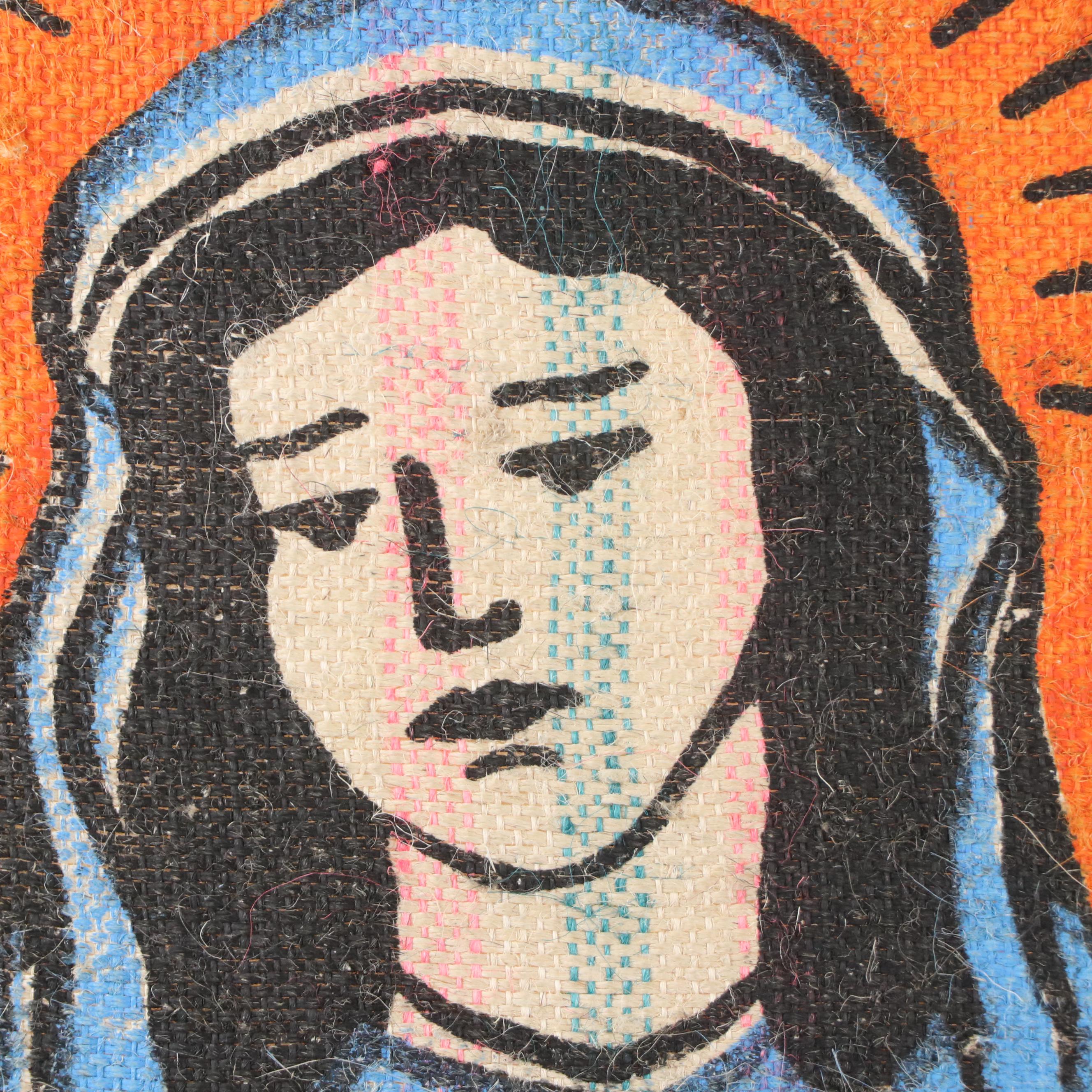 Patroness Coffee Jute Bag Stretched on Canvas