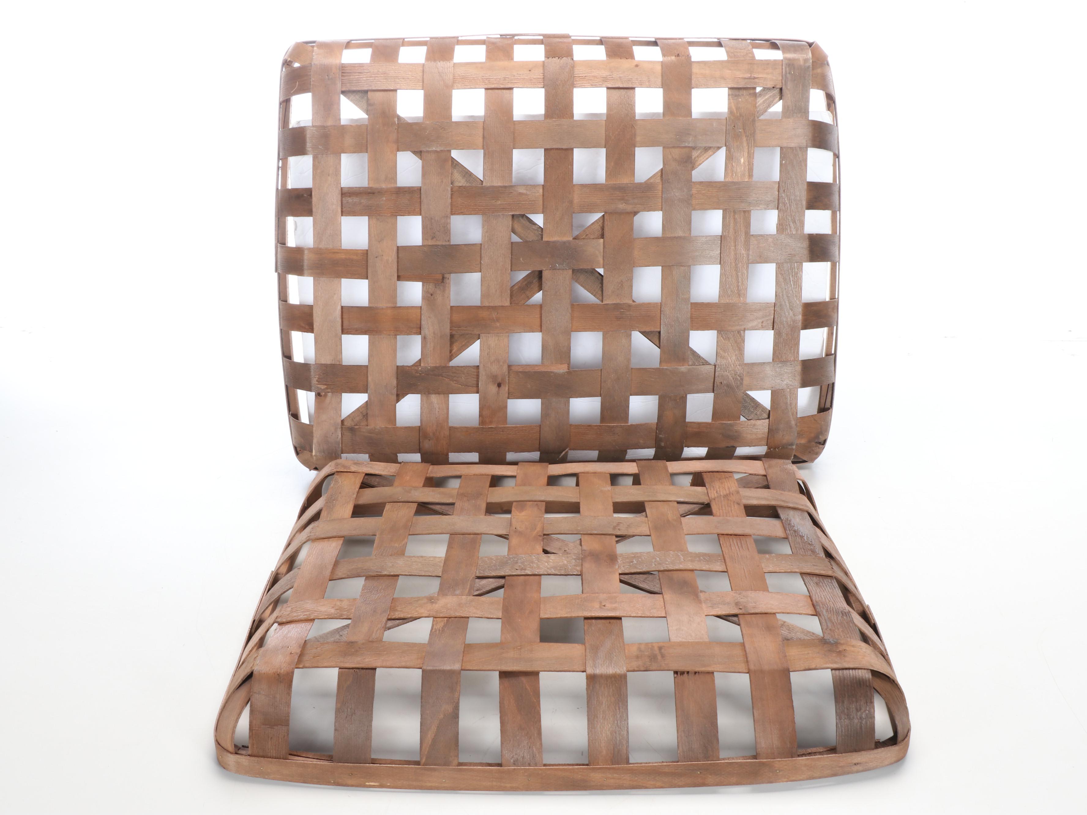 Set of Three Split Wood Nesting Tobacco Baskets