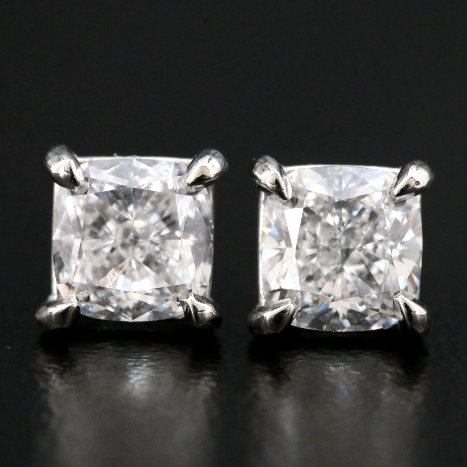 Platinum 2.02 CTW Diamond Solitaire Earrings with GIA Reports