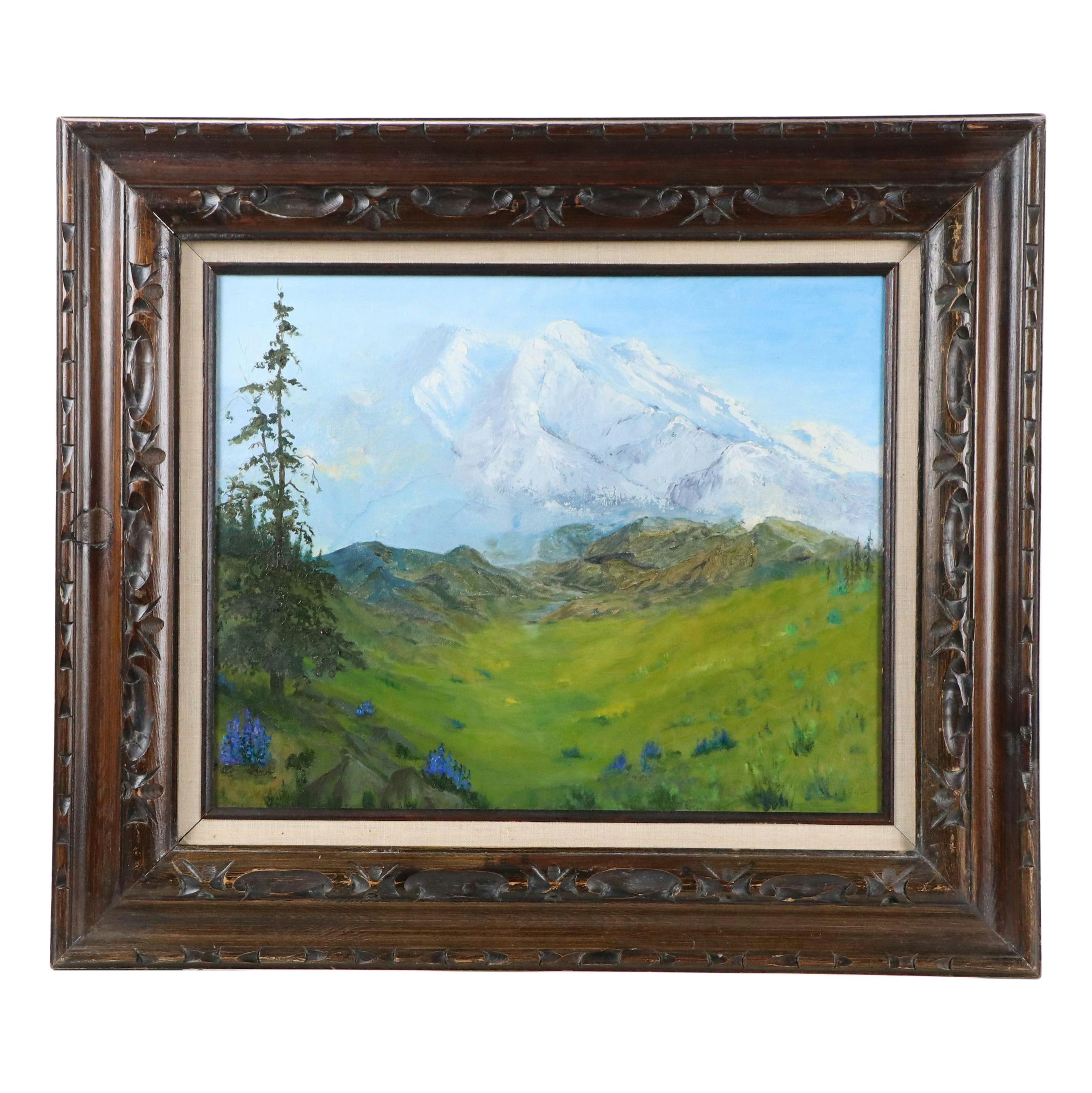 M. Thew Mountainous Landscape Oil Painting "Part of the D-2 Question," 1978