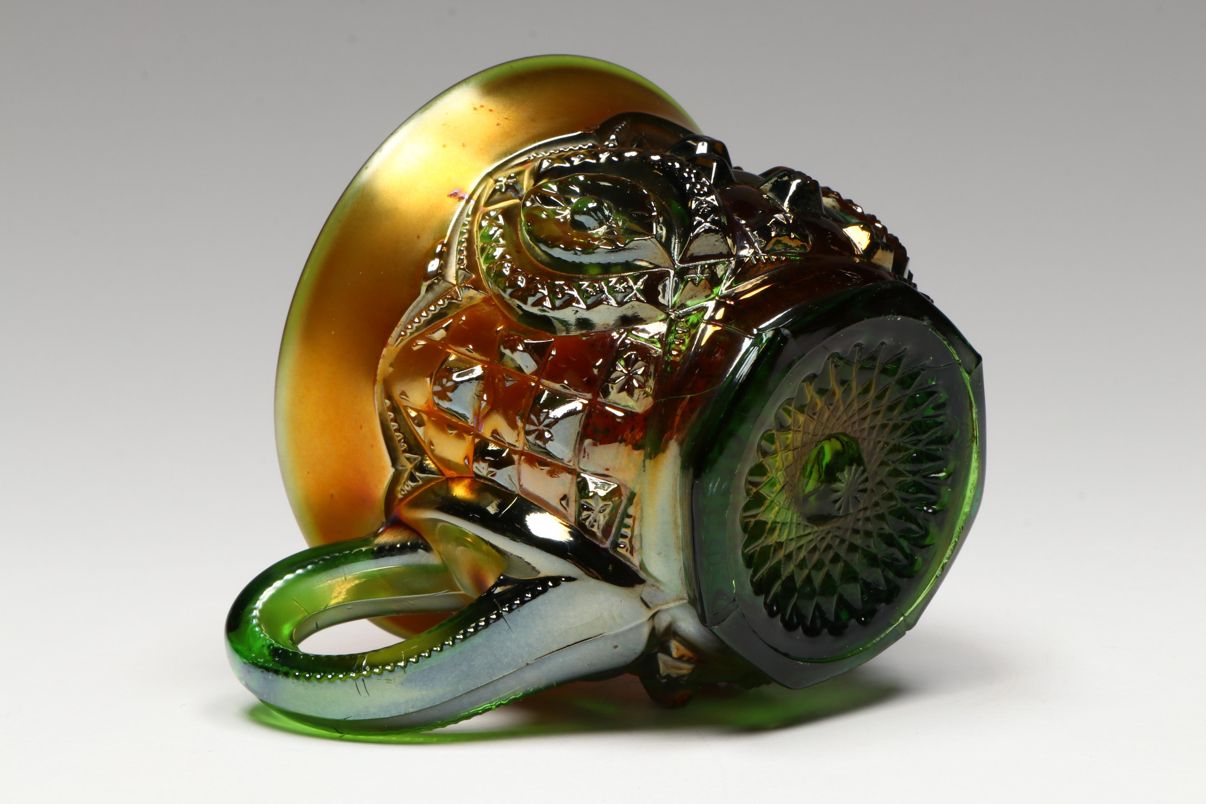 Chinese Snuff Bottle Collection with Northwood Memphis Carnival Glass Cup