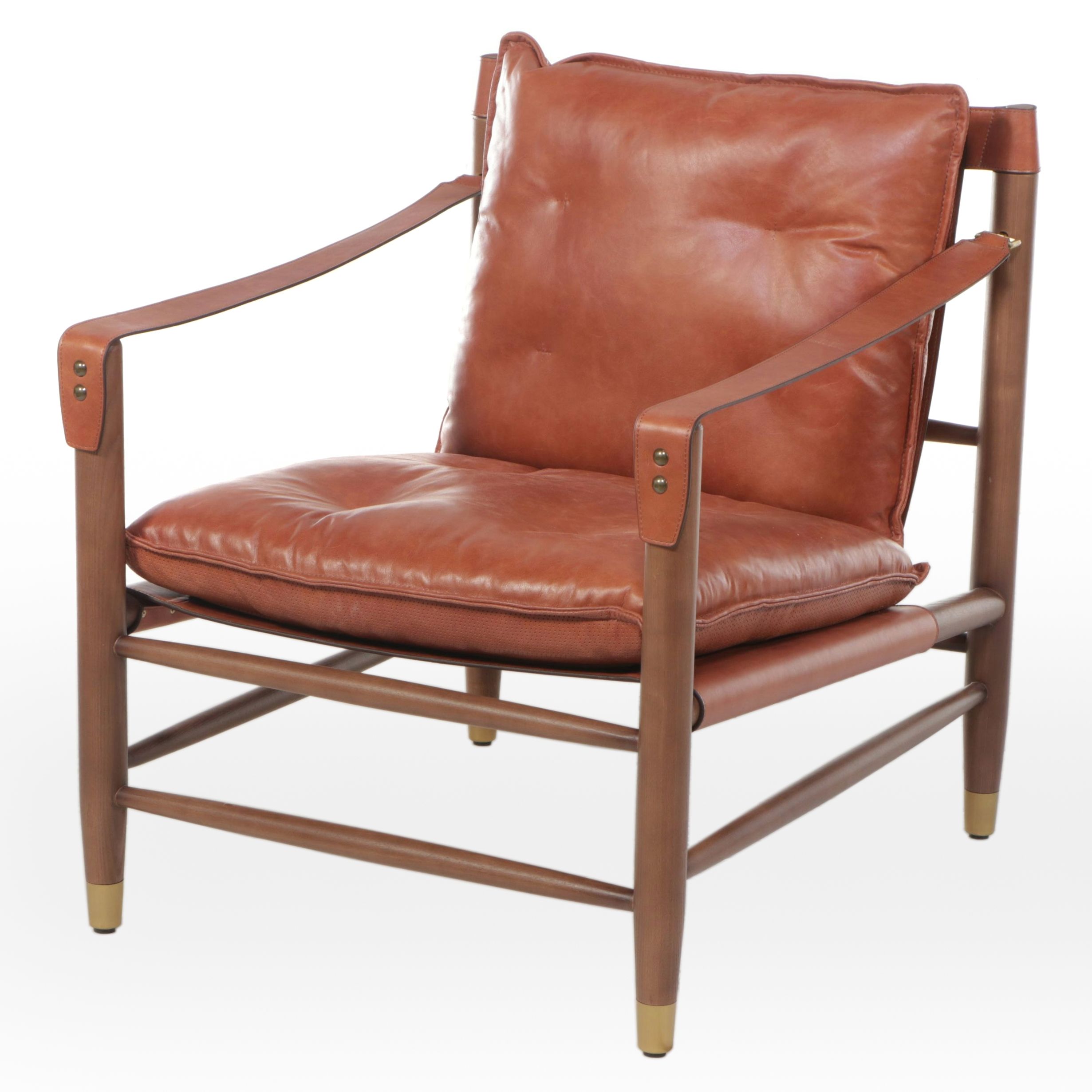 Blue Ocean Traders Mid Century Modern Style Leather Lounge Chair