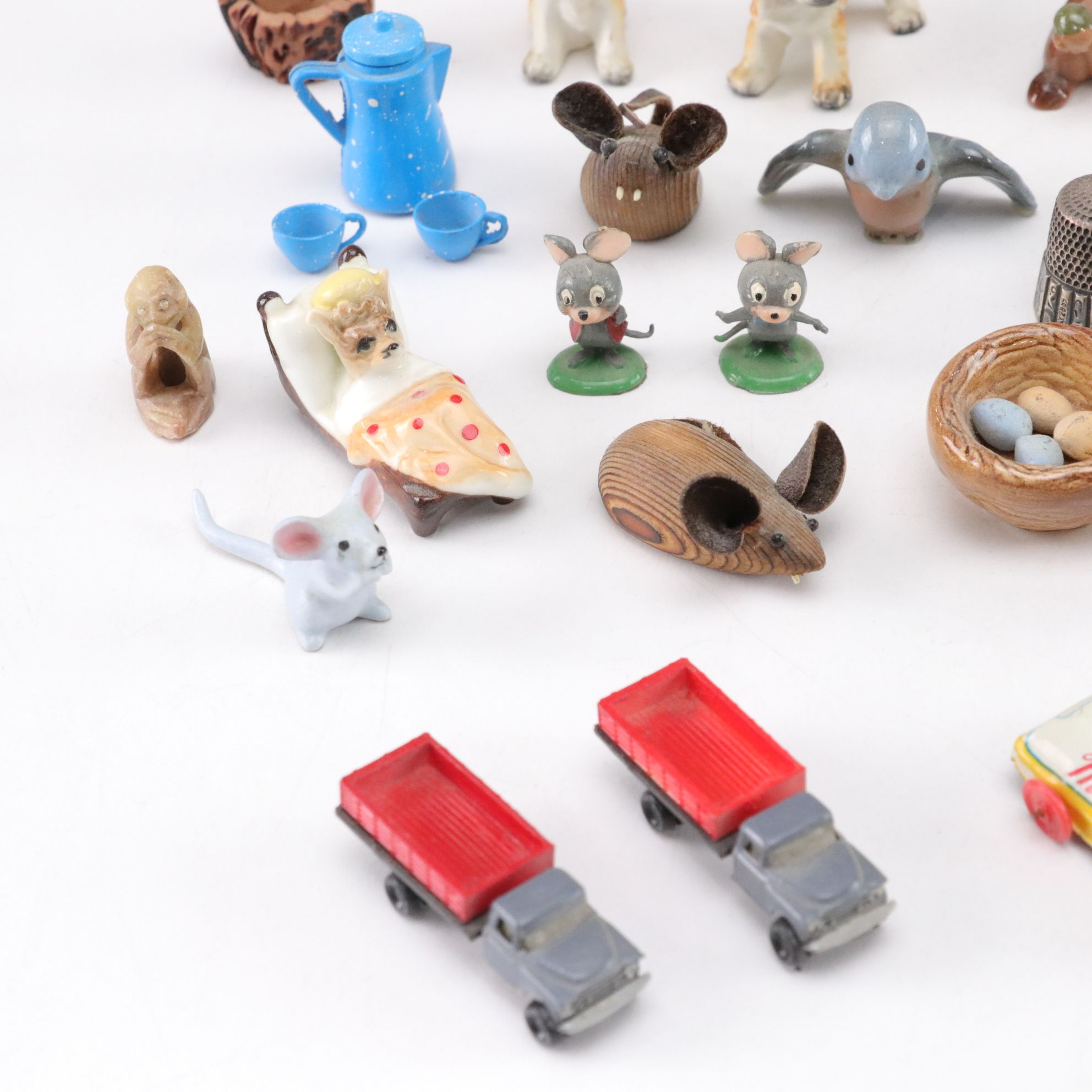 Miniature Trinkets & Figurines; Animals, Vehicles, Tea Sets, & More