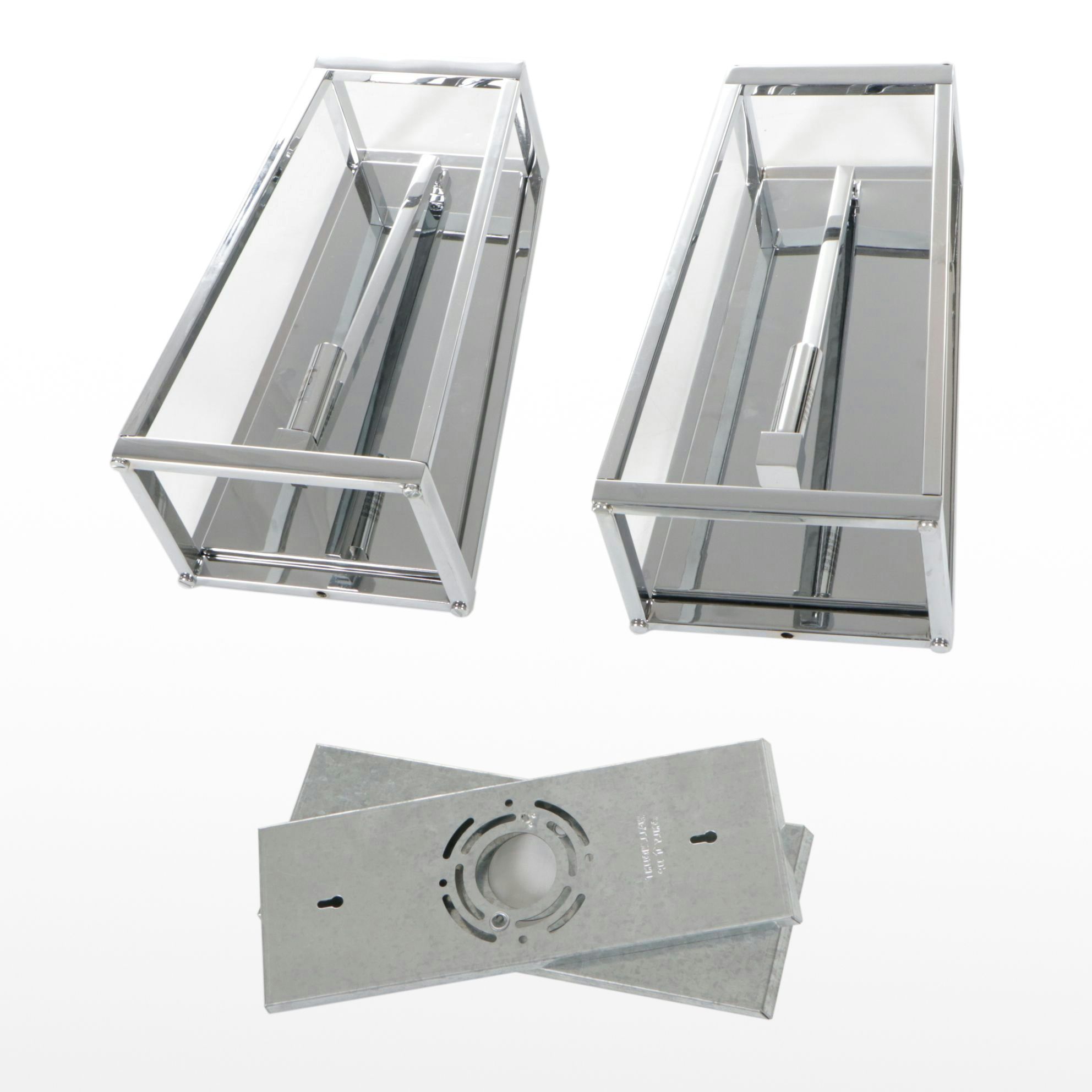 Pair of Postmodern  Chrome and Glass Wall Sconces, 21st Century