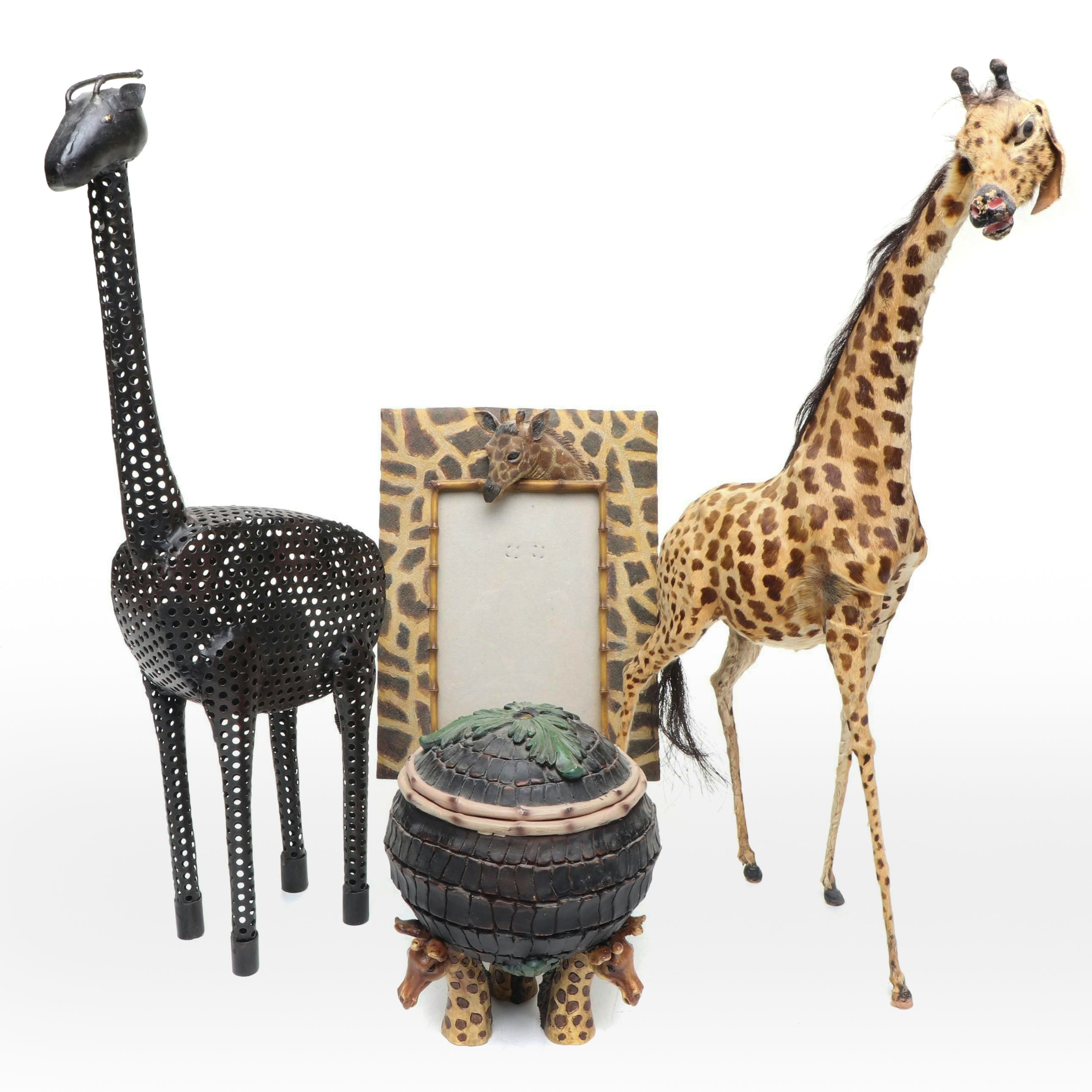 Pierced Sheet Metal Giraffe Votive Holder with Other Giraffe Décor