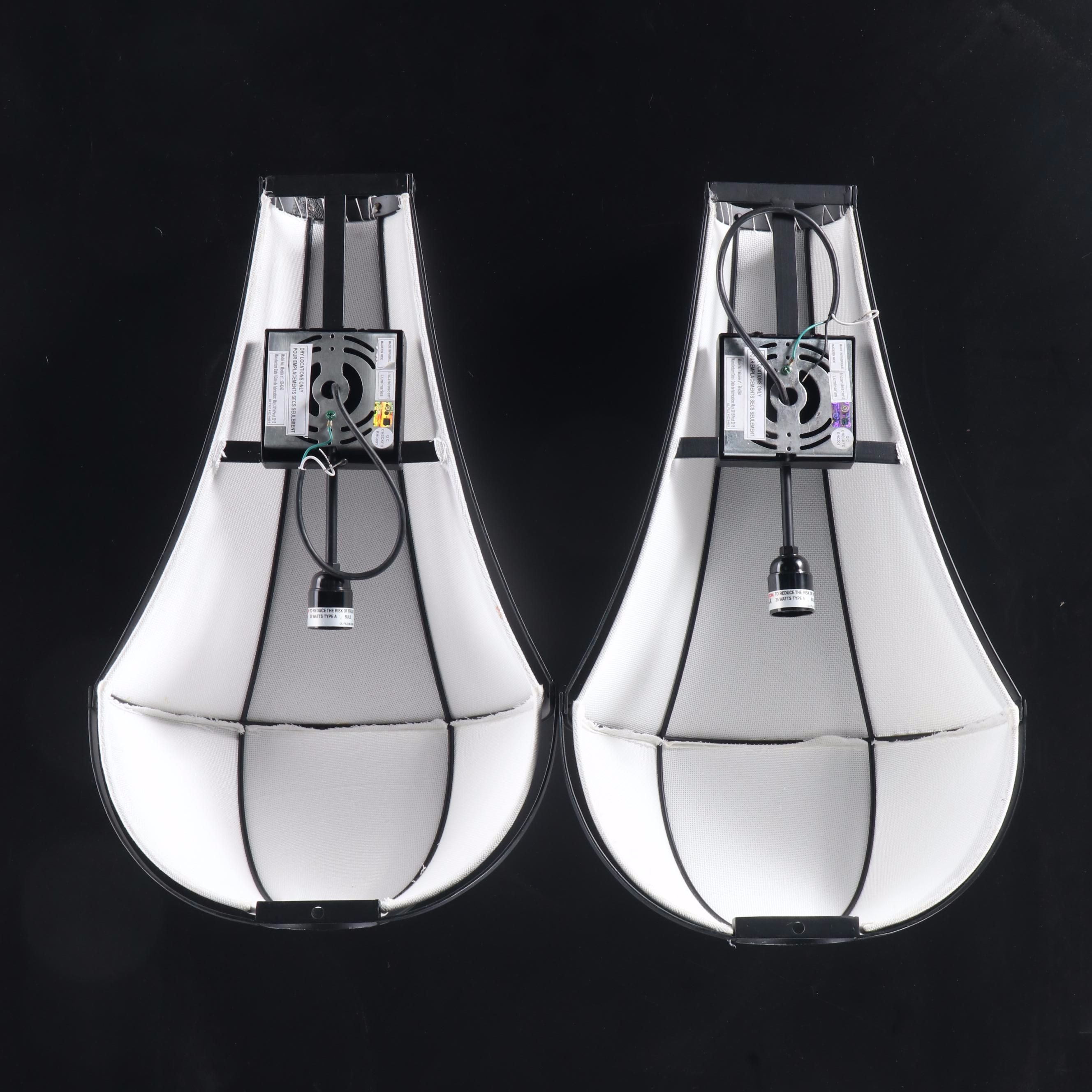 Pair of Bobo Steel and Cotton Teardrop Shade Wall Sconces