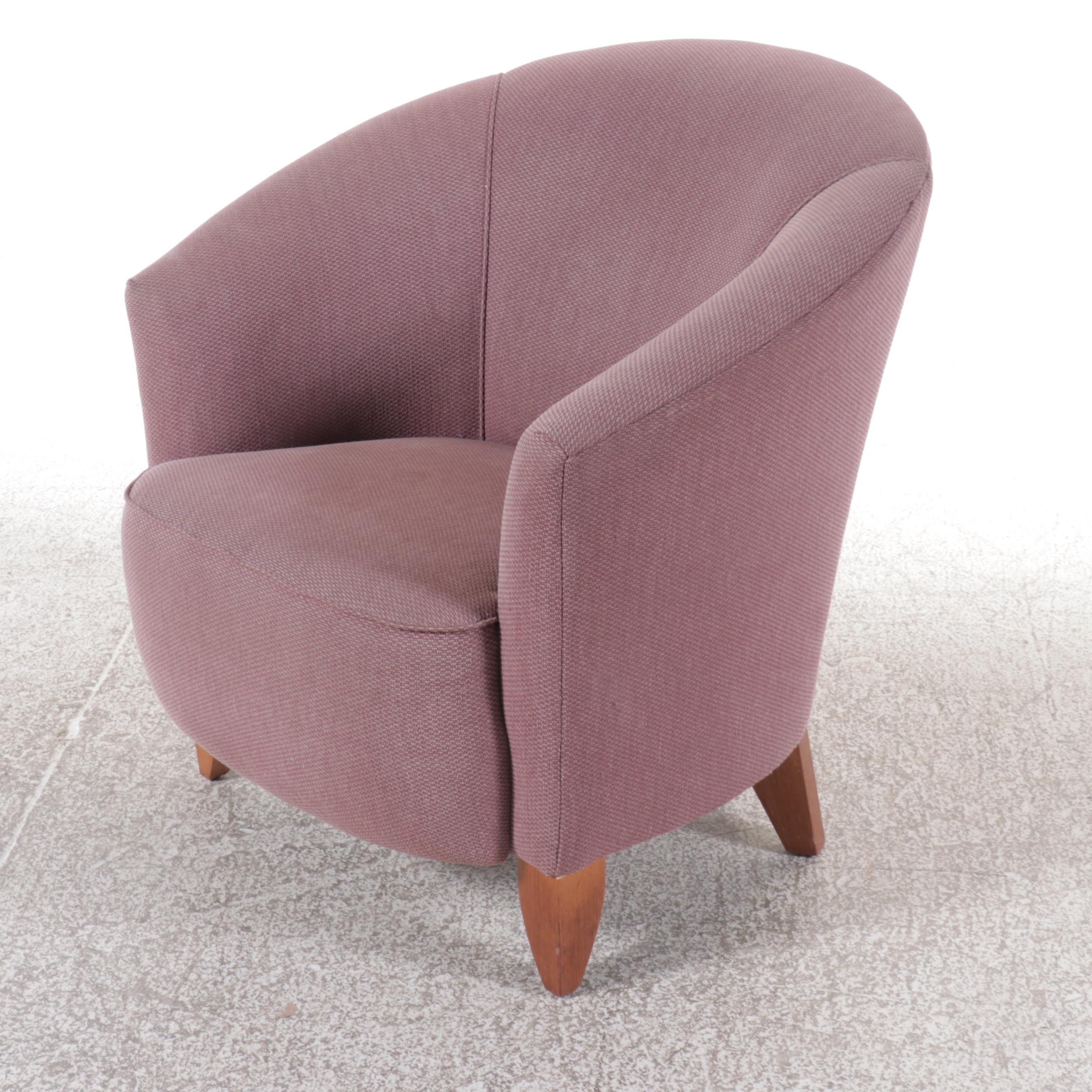 Modernist Plum Upholstered Barrel-Back Club Chair, Late 20th Century
