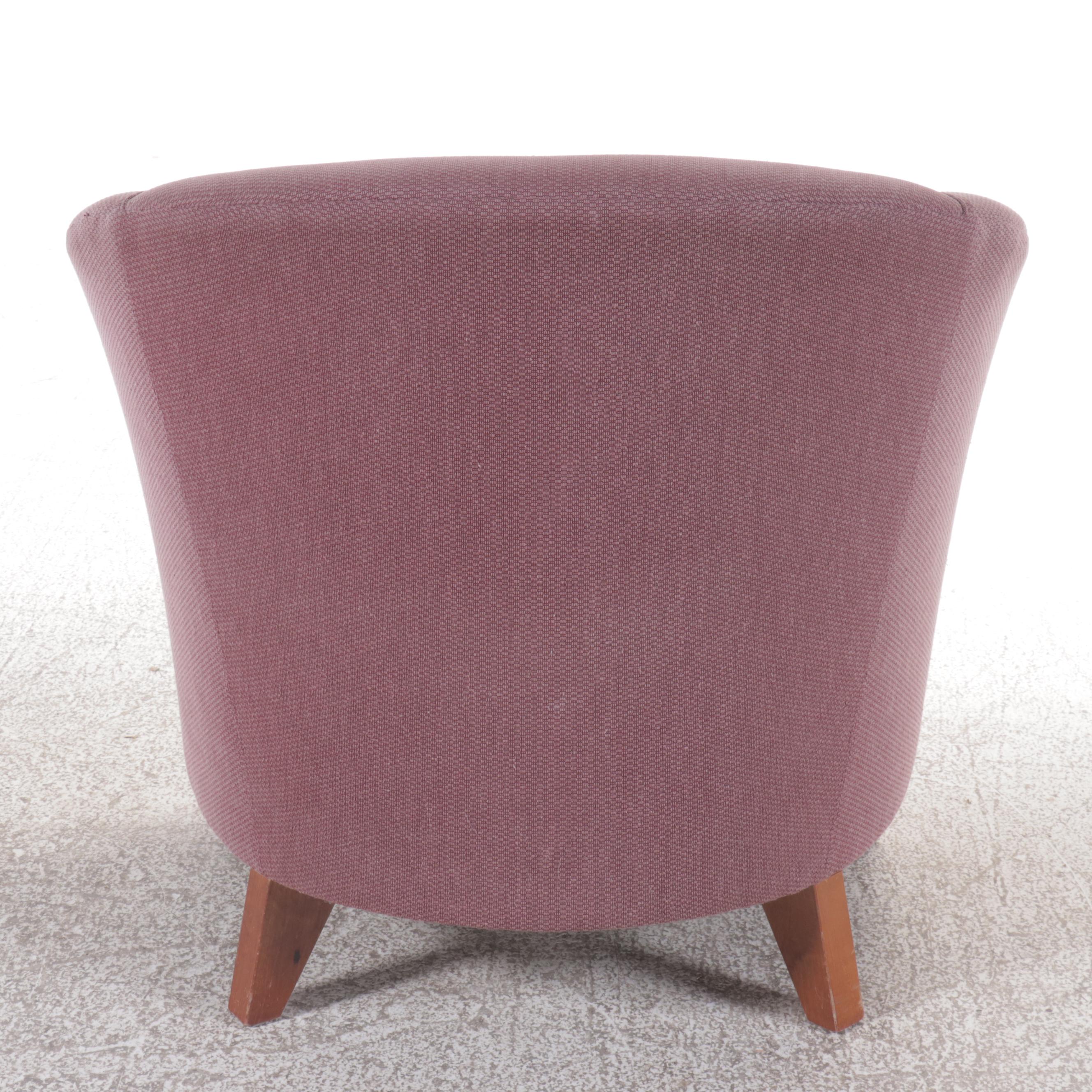 Modernist Plum Upholstered Barrel-Back Club Chair, Late 20th Century