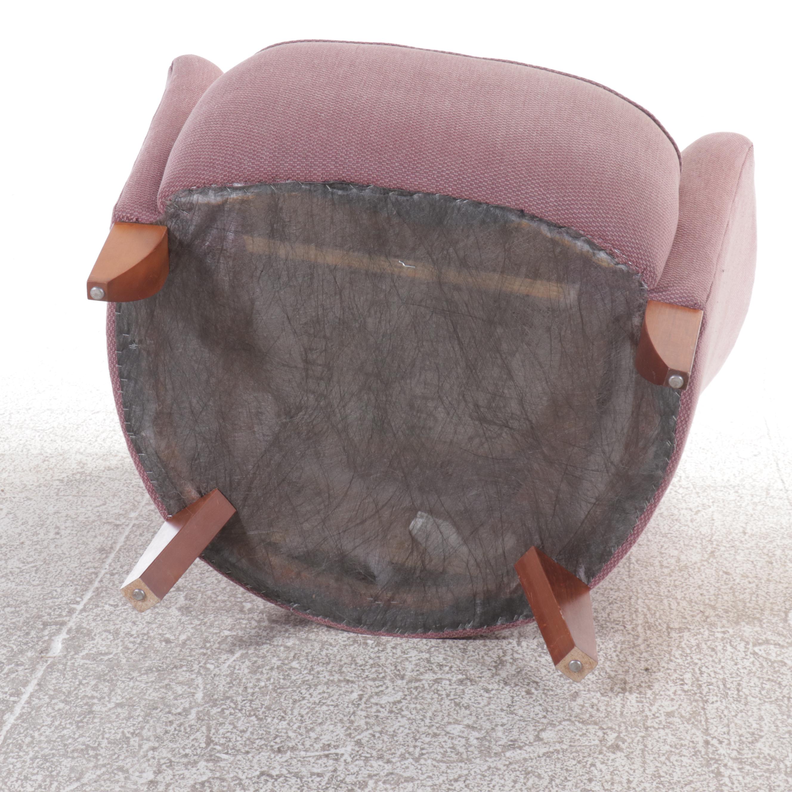 Modernist Plum Upholstered Barrel-Back Club Chair, Late 20th Century