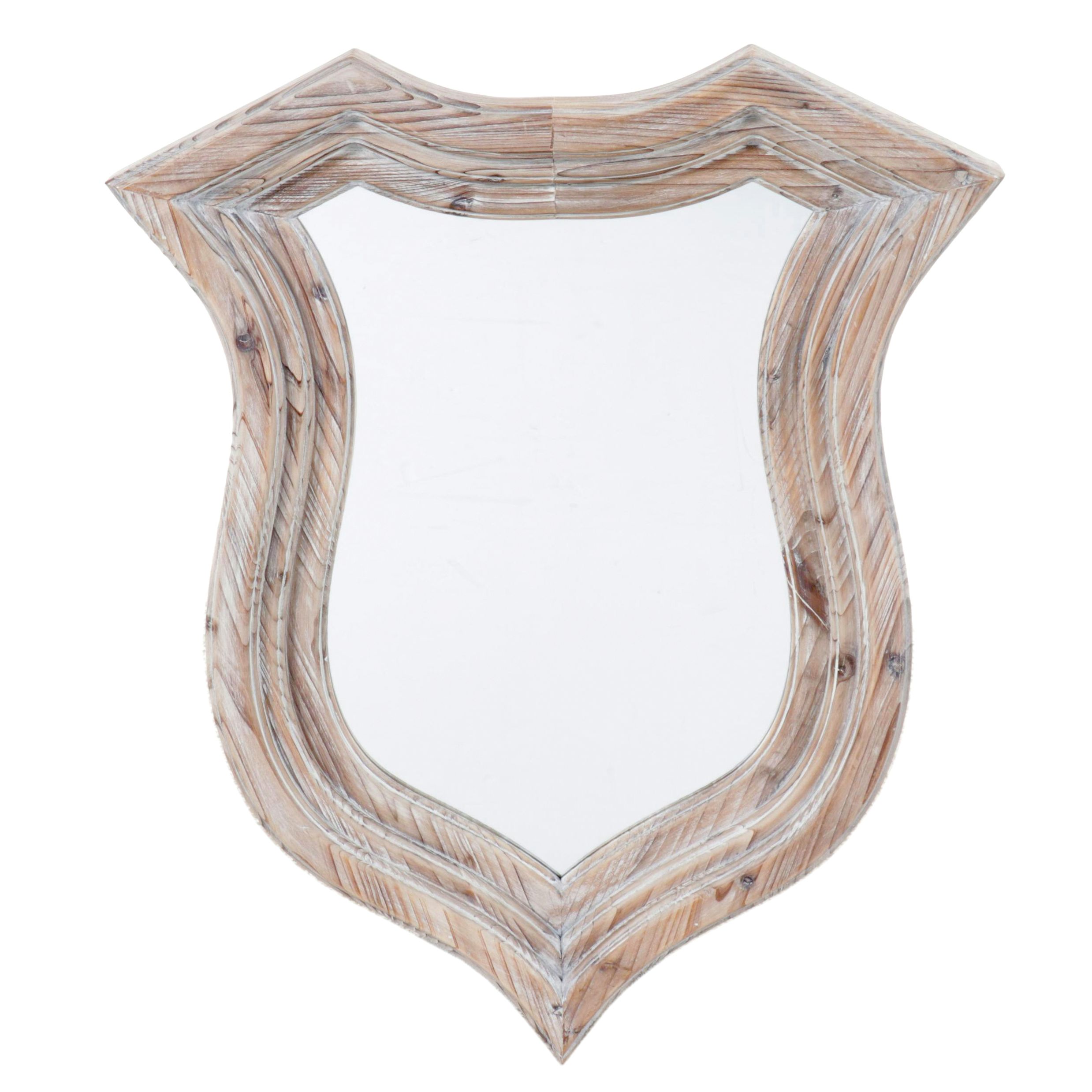Bobo Intriguing Objects Pickled Wood Shield-Shaped Mirror