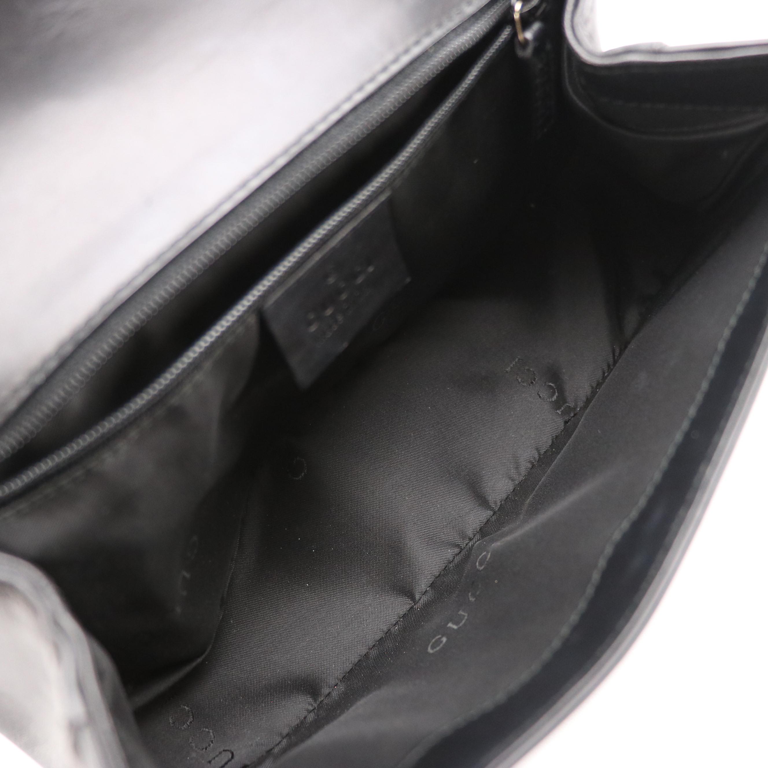 Gucci Mini Flap Handbag in Black Calfskin Leather