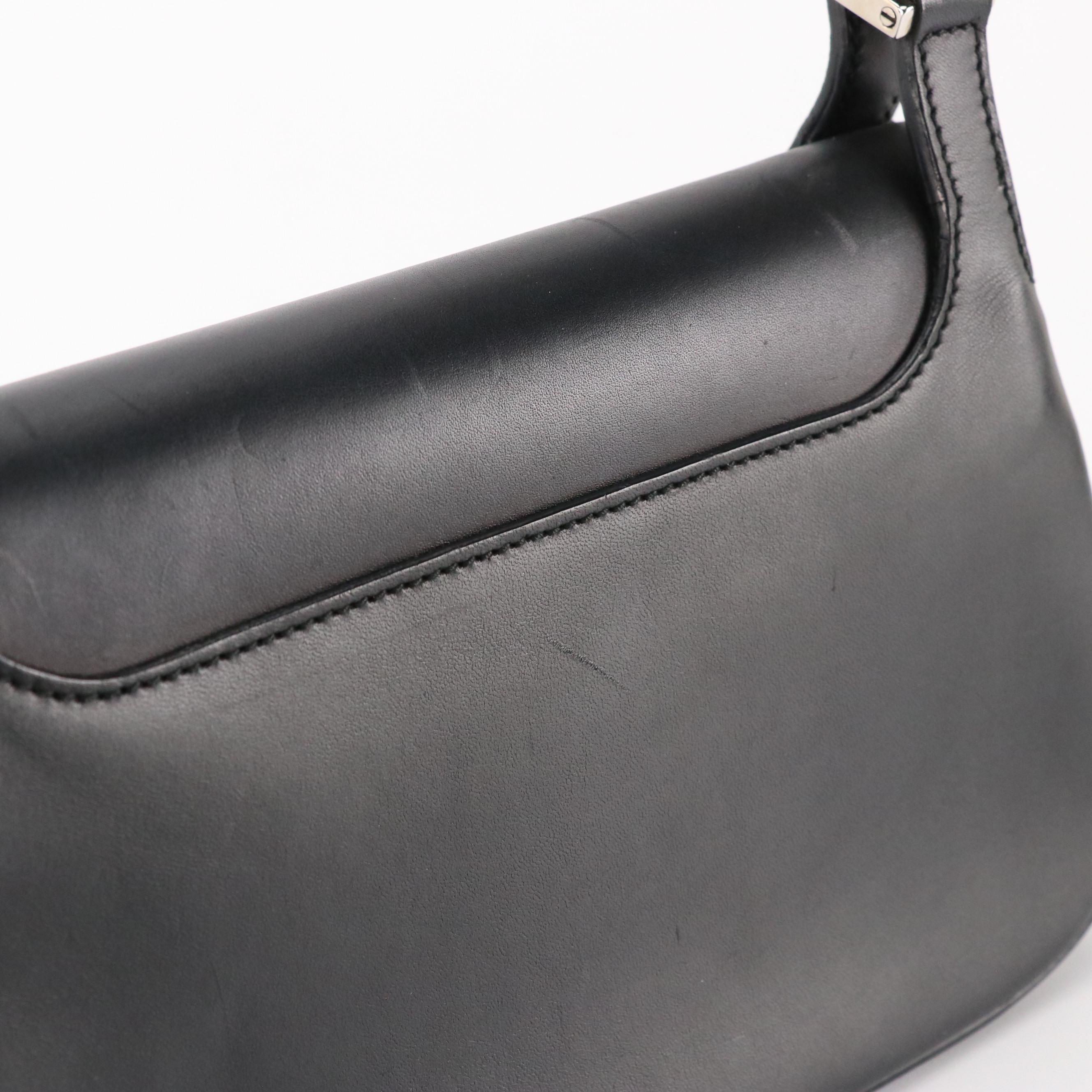 Gucci Mini Flap Handbag in Black Calfskin Leather