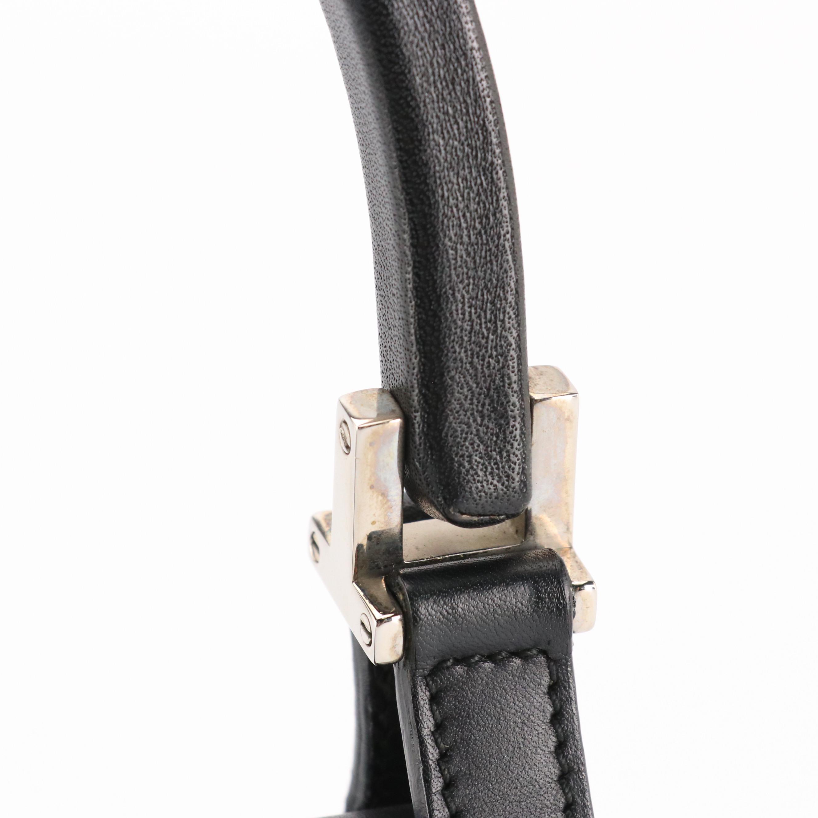 Gucci Mini Flap Handbag in Black Calfskin Leather