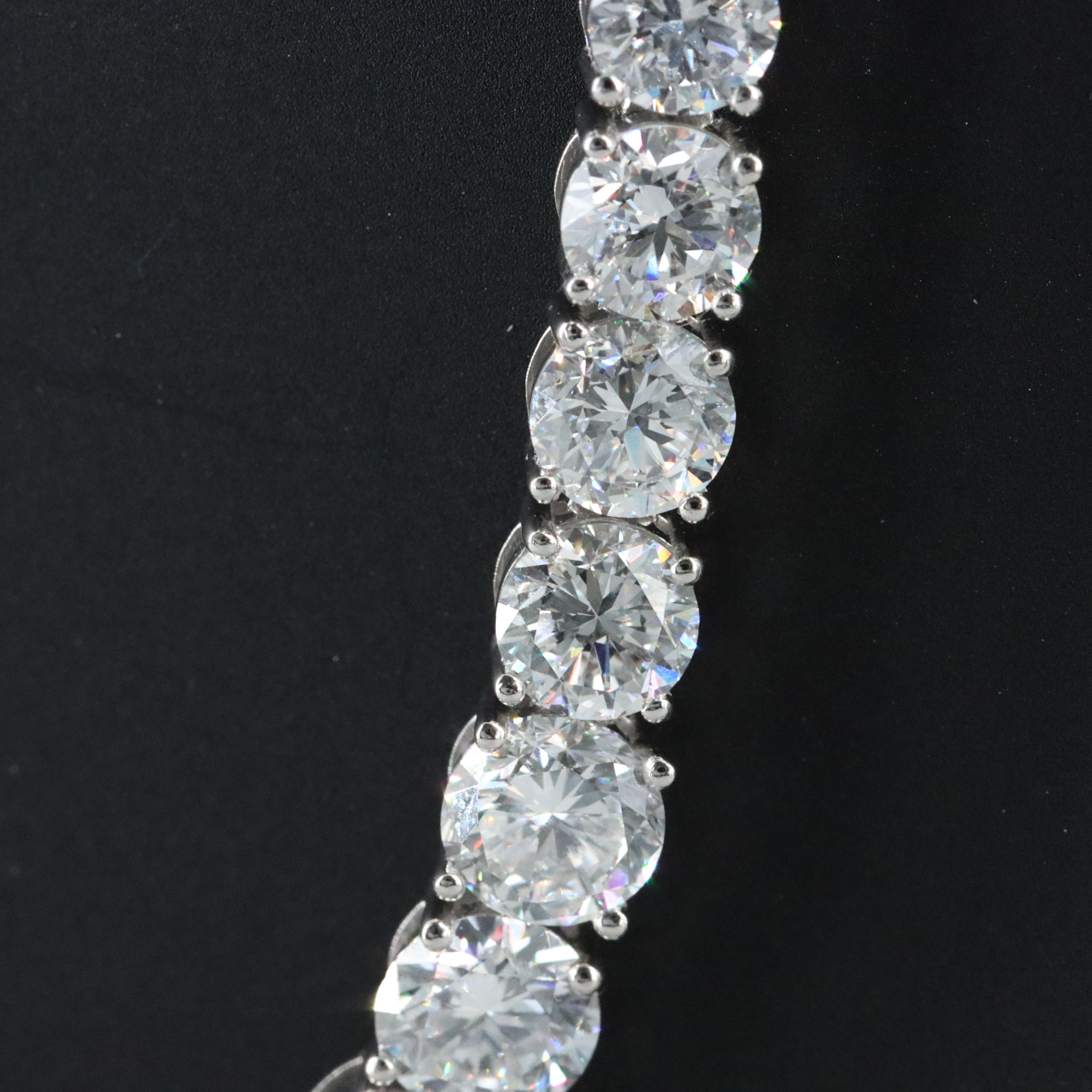 Platinum 21.42 CTW Lab Grown Diamond Graduated Riviera Necklace