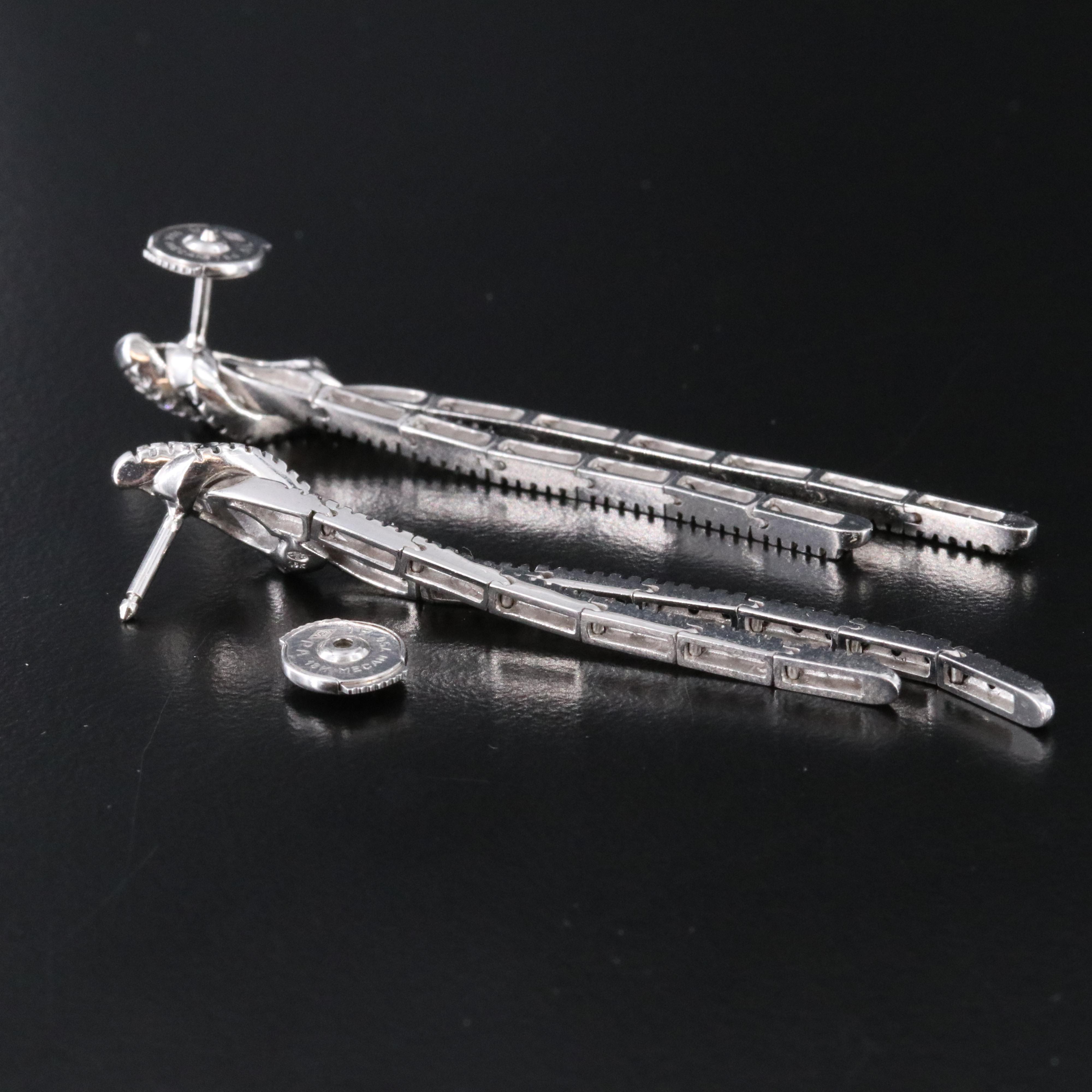 18K 0.52 CTW Diamond Waterfall Earrings Including Fancy Black Diamonds