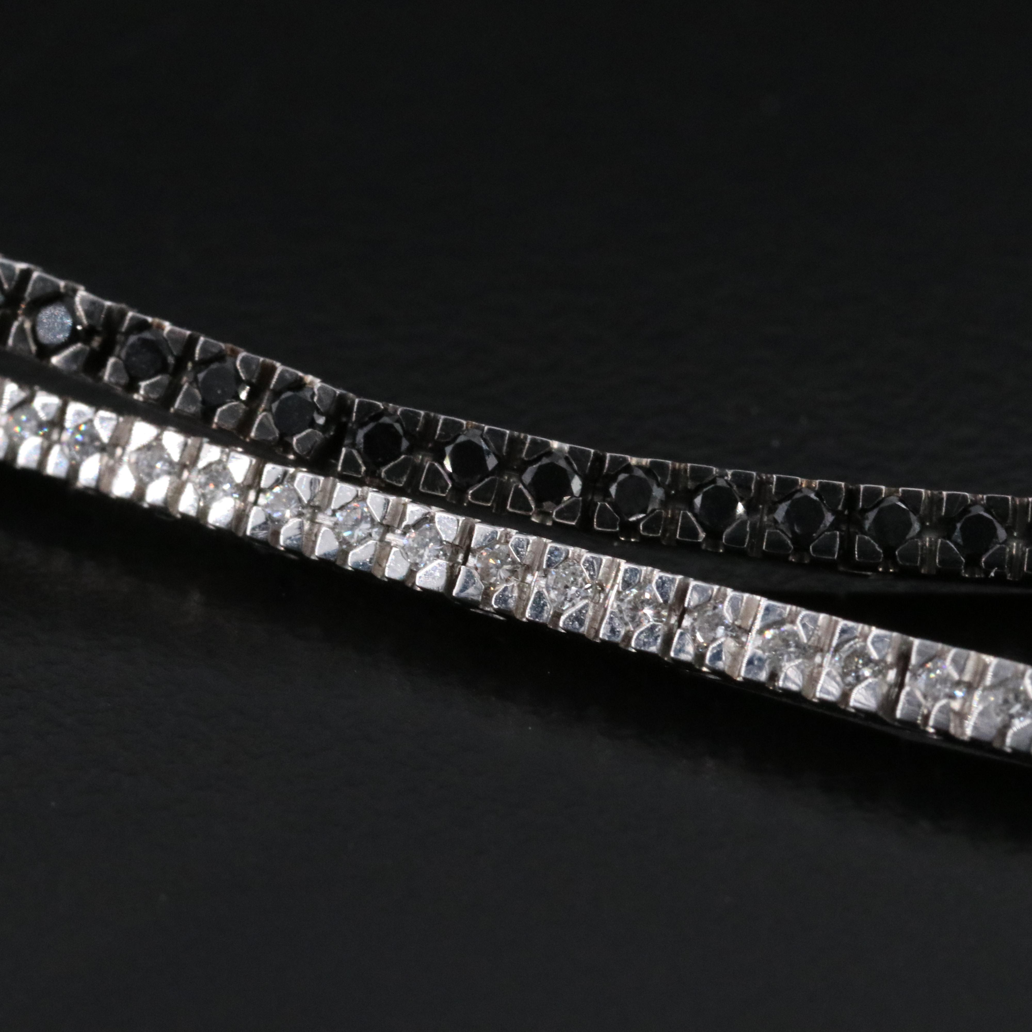 18K 0.52 CTW Diamond Waterfall Earrings Including Fancy Black Diamonds