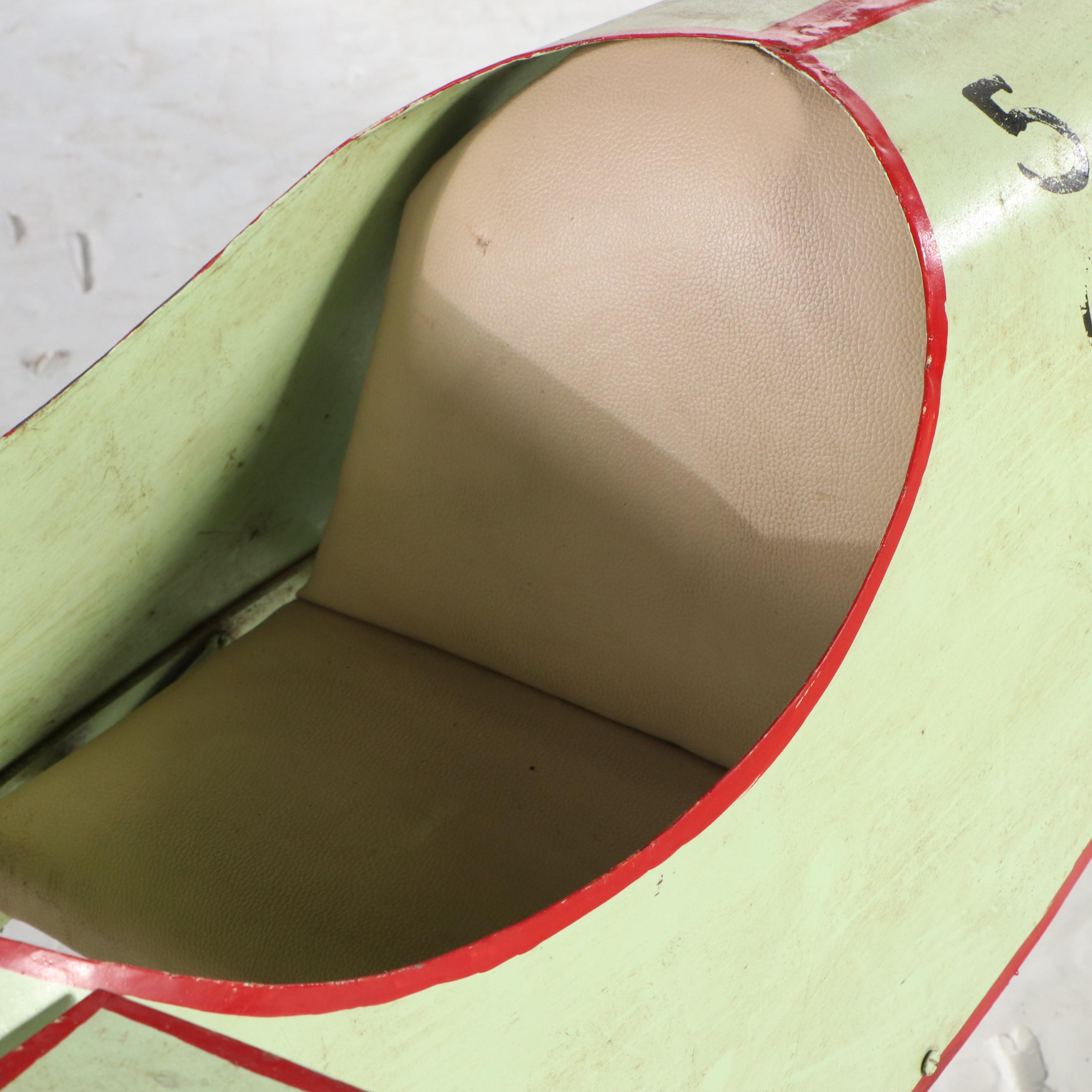 Vintage Polychrome Decorated Metal Ride-On Toy Airplane