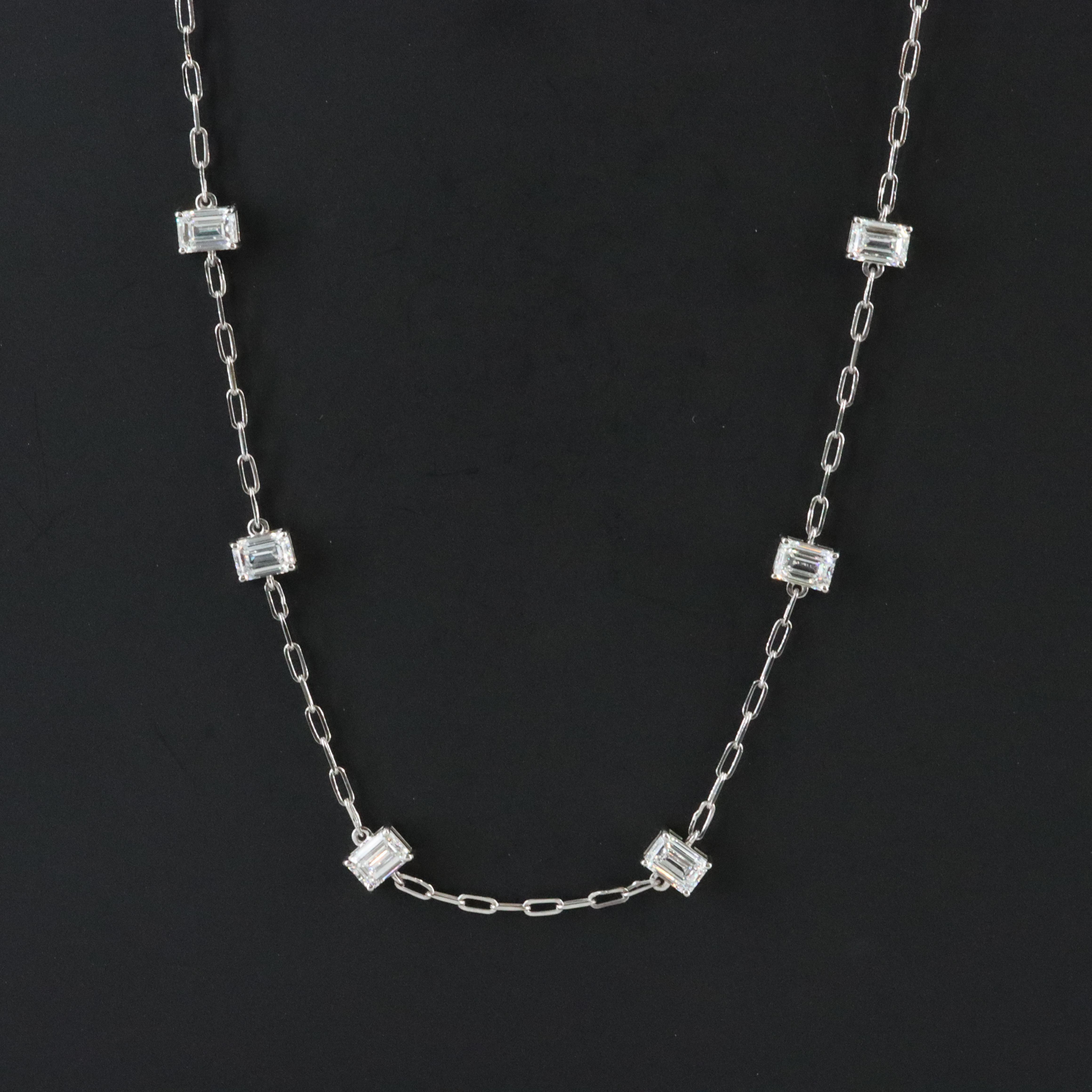 Platinum 6.51 CTW Lab Grown Diamond Station Necklace
