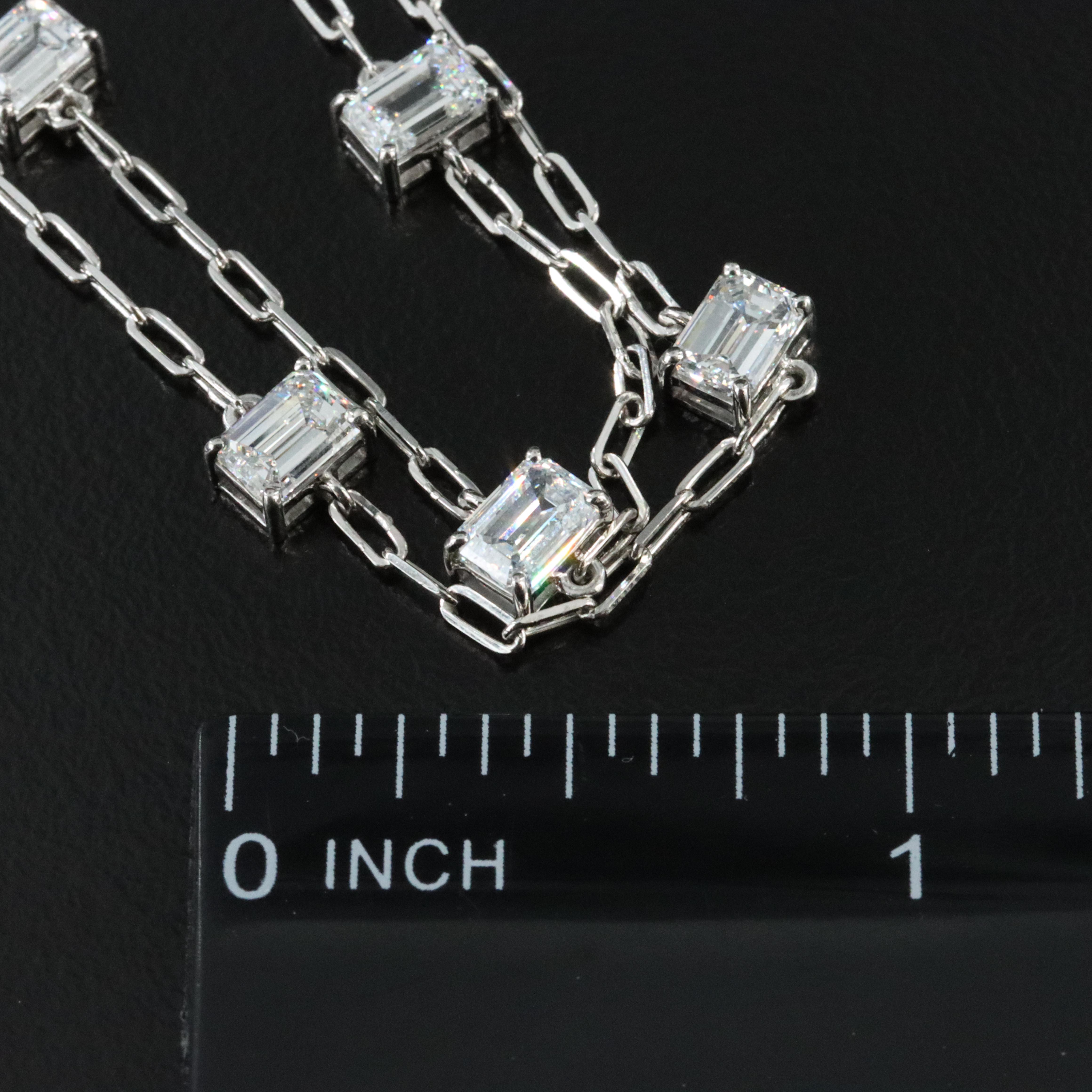 Platinum 6.51 CTW Lab Grown Diamond Station Necklace